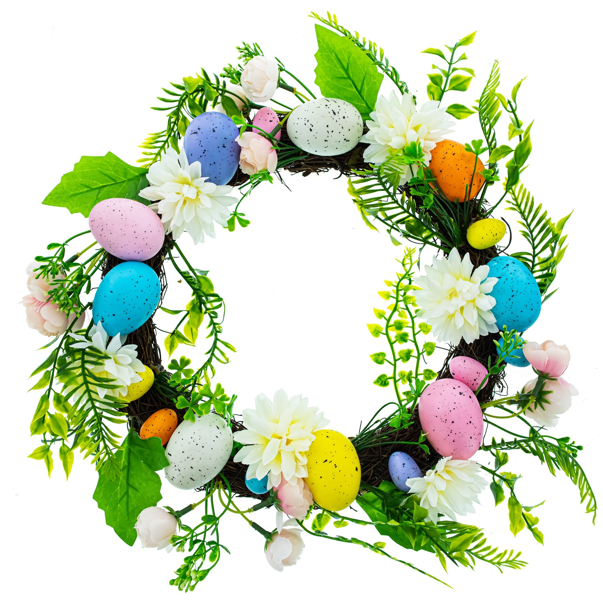 Vibrant Festivity: Multicolored Plastic Easter Egg Wreath