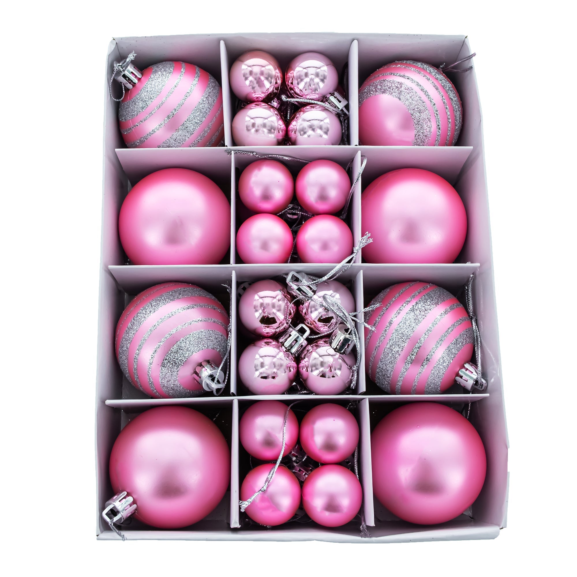 Elegant Set Of 40-piece Pink Ball Christmas Ornaments