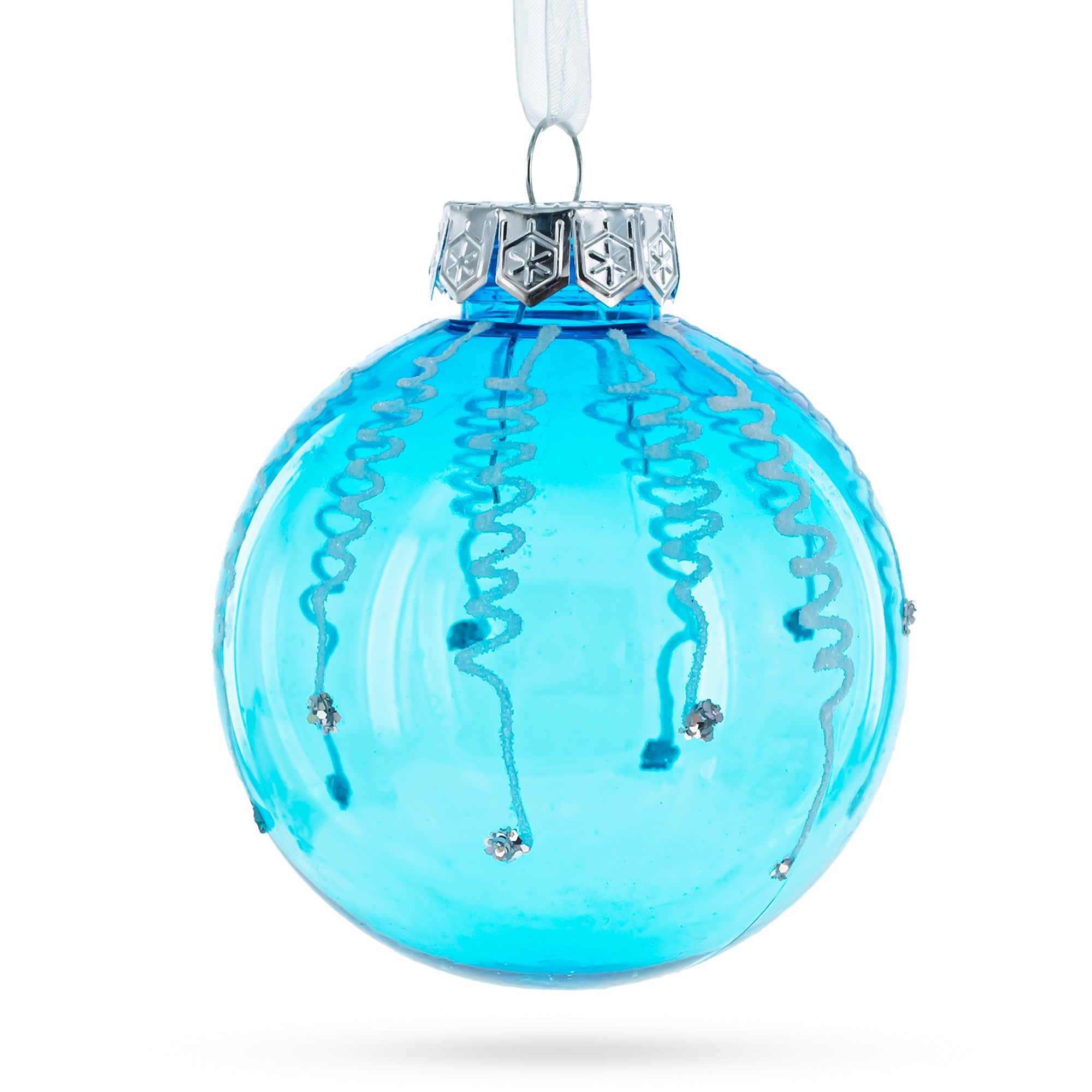 Turquoise Delight: Set Of 12 Plastic Ball Christmas Ornaments