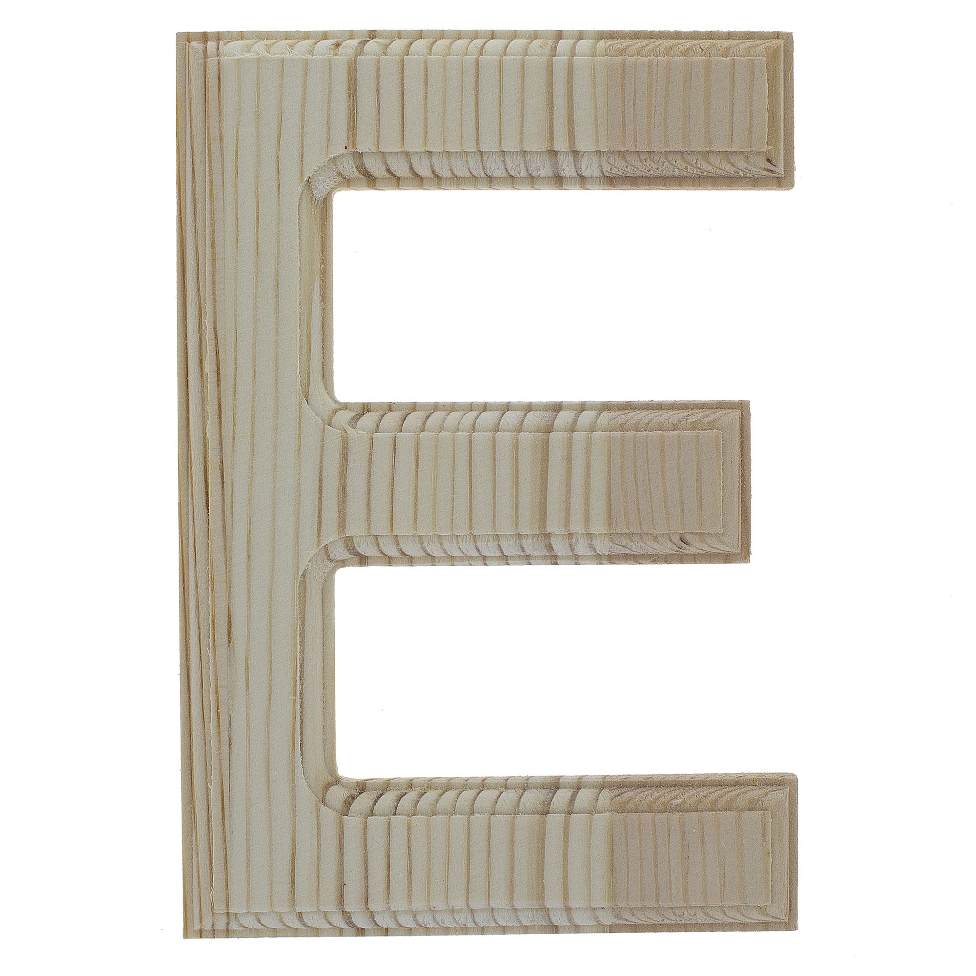 Unfinished Wooden Arial Font Letter E (6.25 Inches)