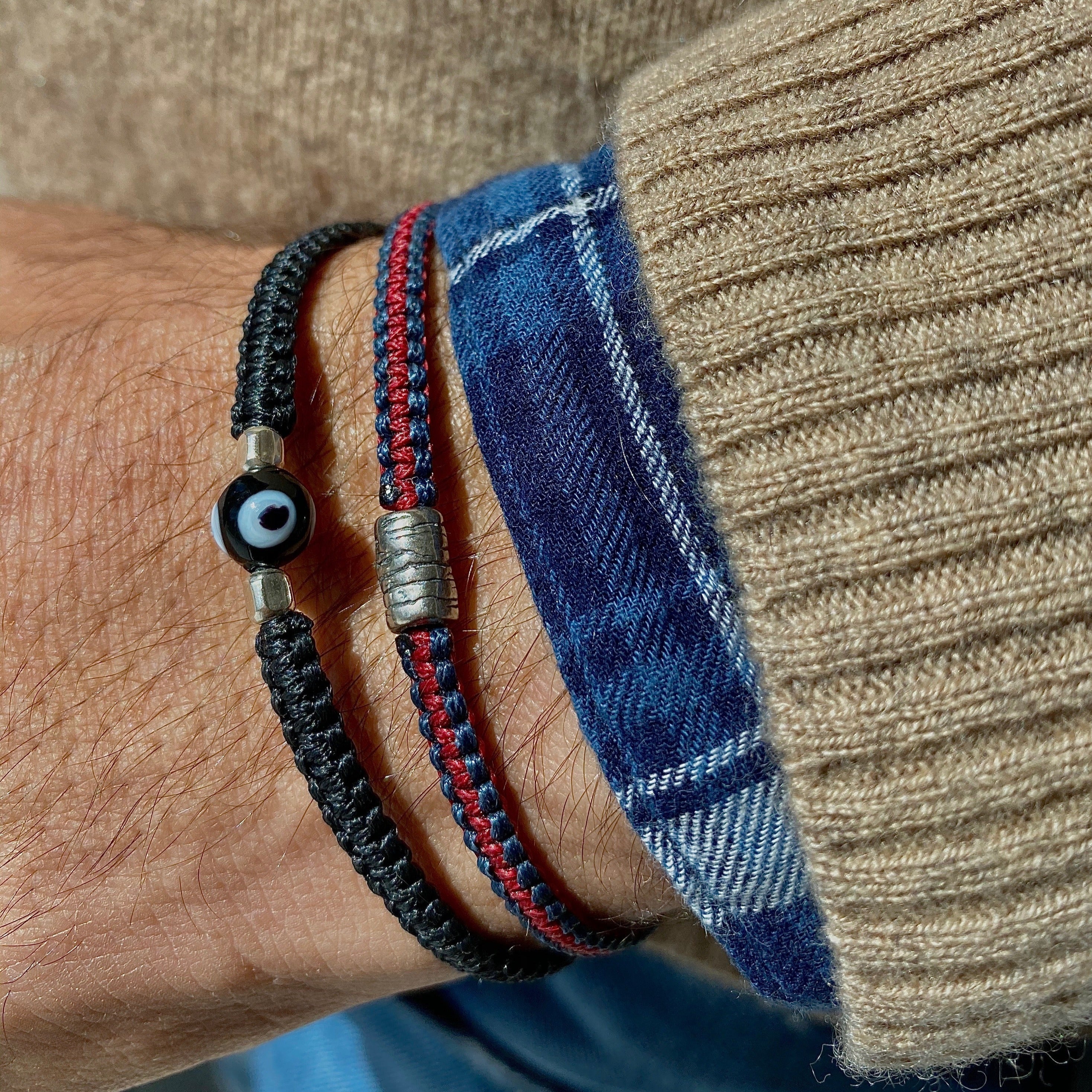 Sterling Silver Ceramic Evil Eye Bracelet