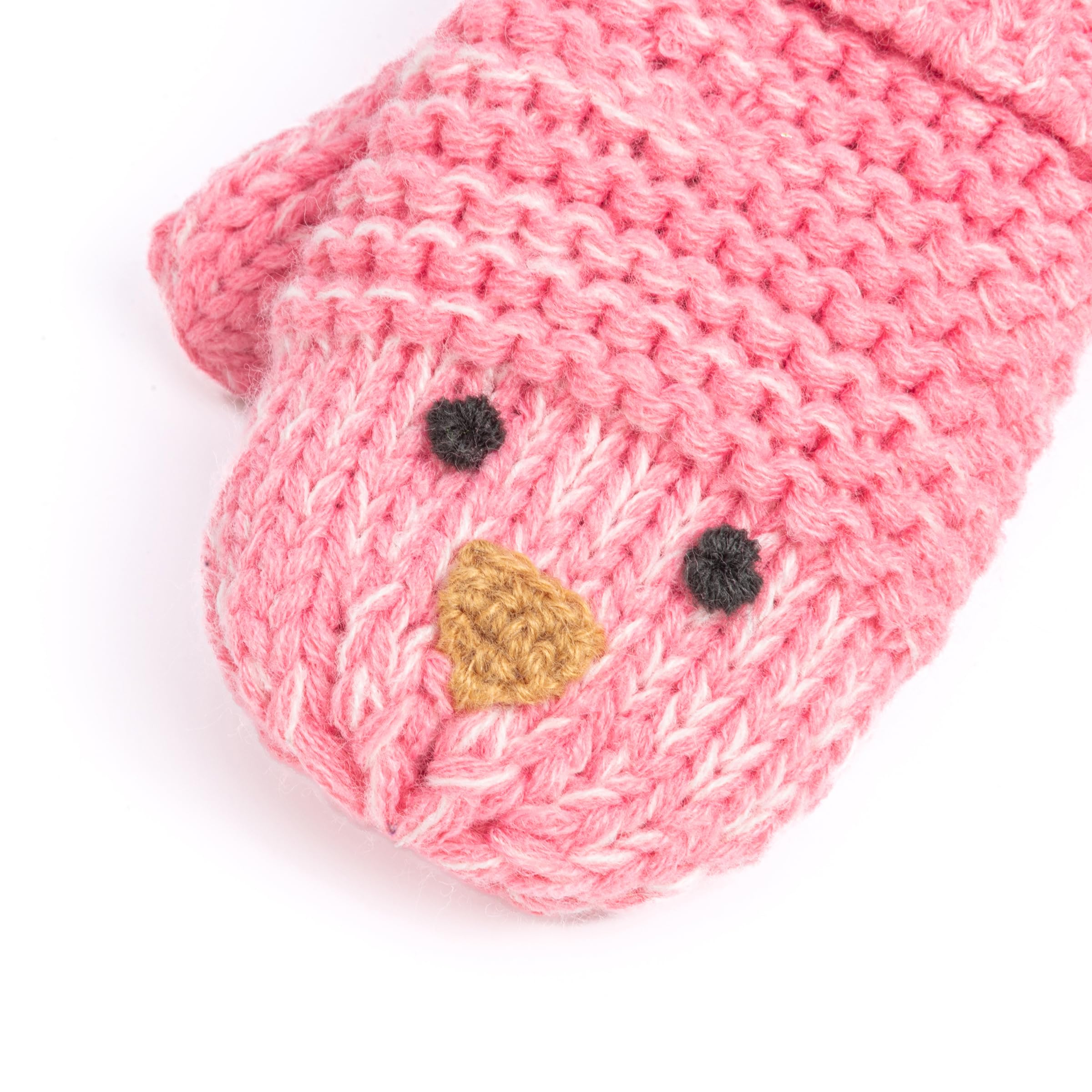 Knit Baby Chick Mittens With Cord-for Kids, Toddler Girls Age 1-6 Years, Cute Design