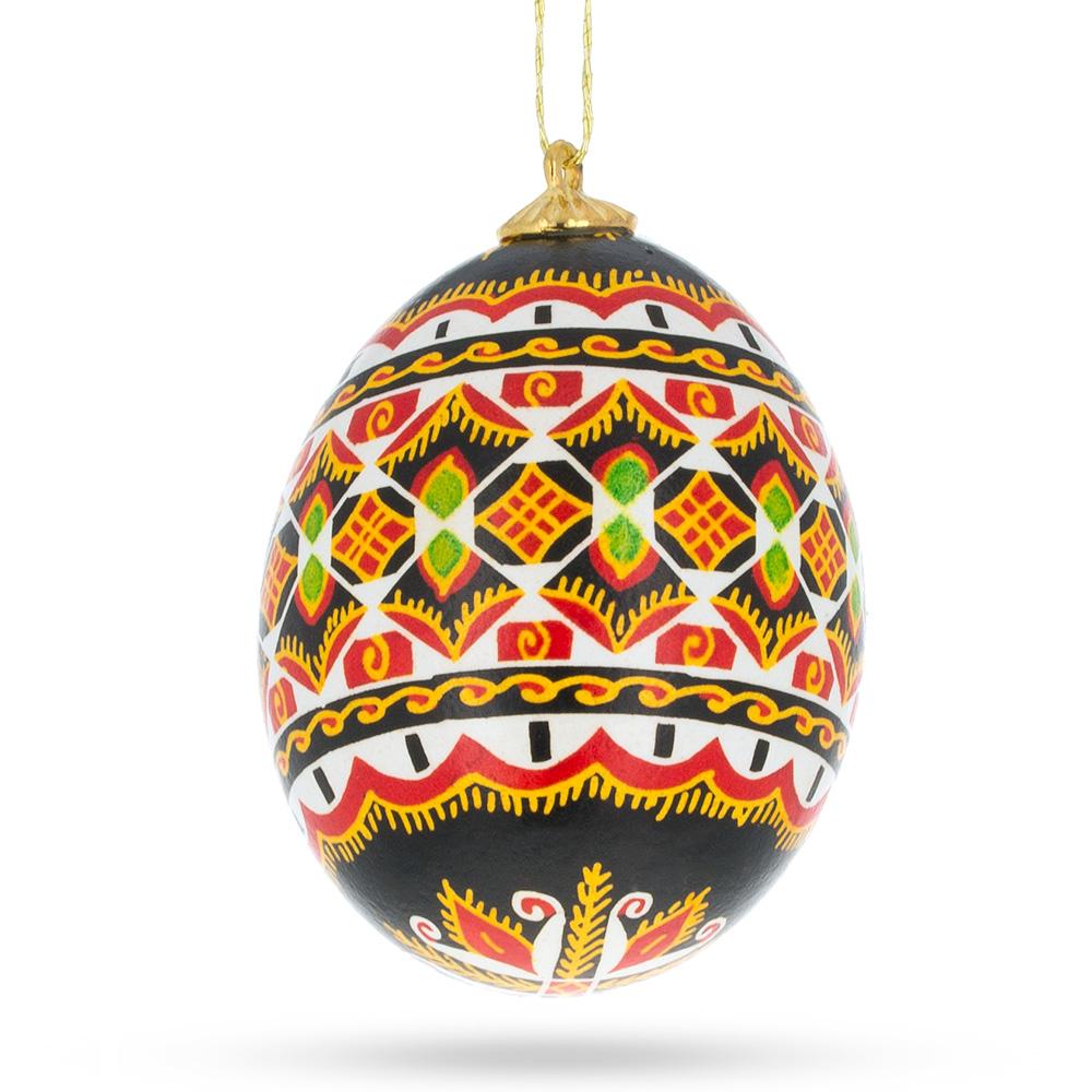 Chicken Size Blown Real Eggshell Ukrainian Easter Egg Pysanka Ornament