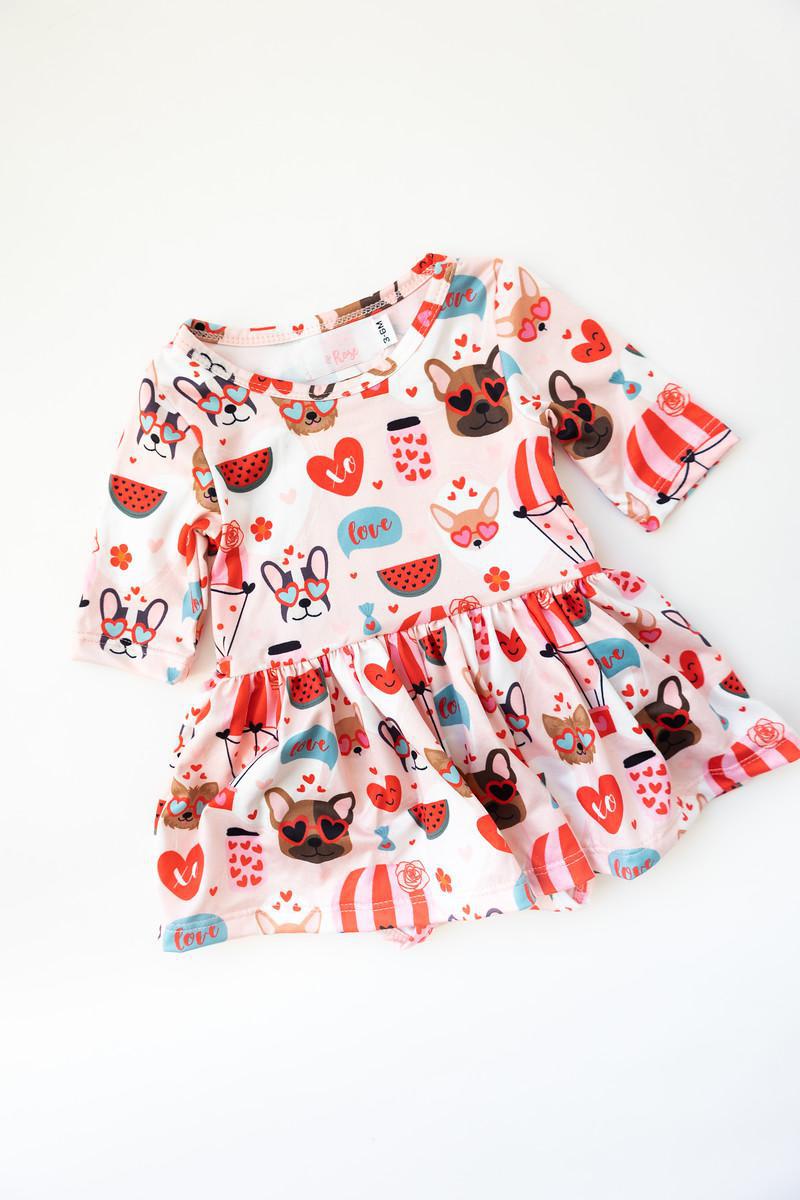 Puppy Love 3/4 Sleeve Twirl Bodysuit