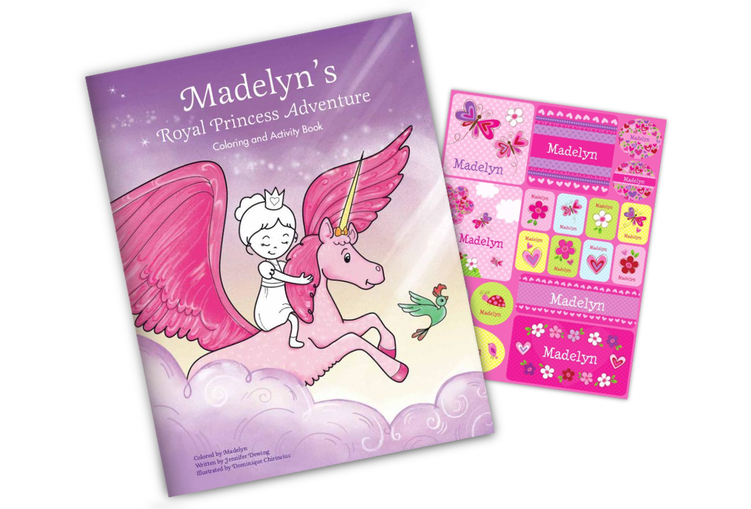 My Royal Princess Adventure Personalized Coloring Book and Sticker Gift Set