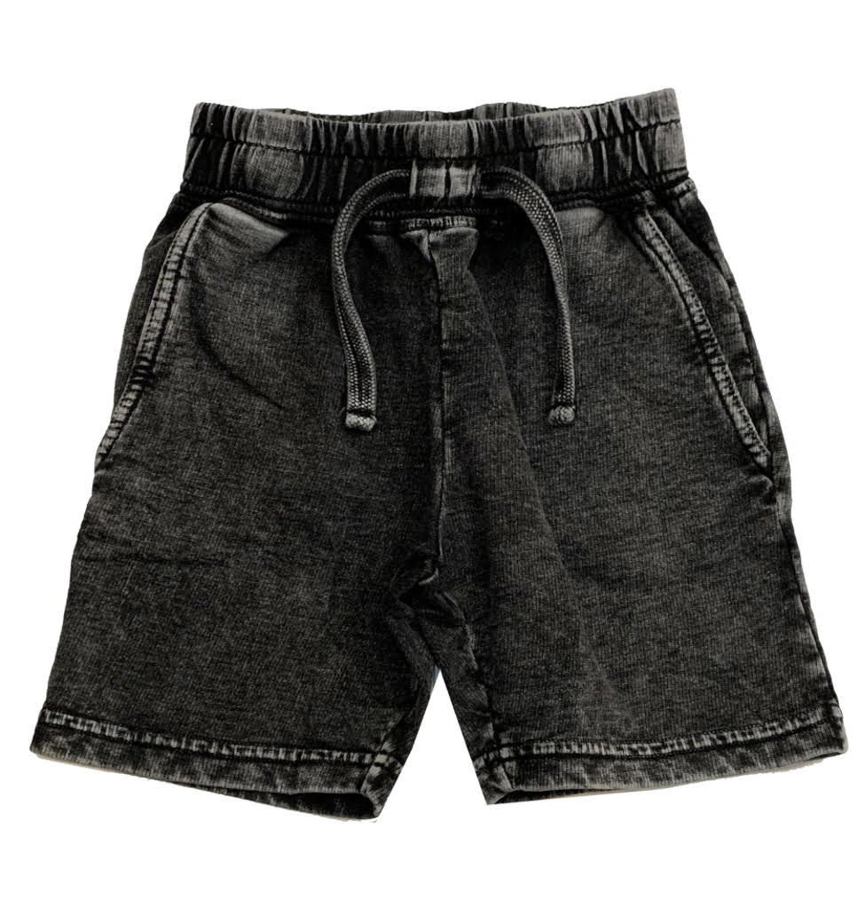 Kids Solid Enzyme Shorts - Black