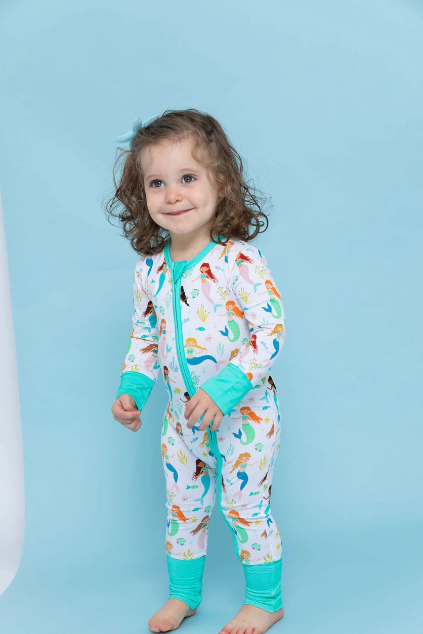 Bamboo One Piece Zip Pajama - Mermaid Magic