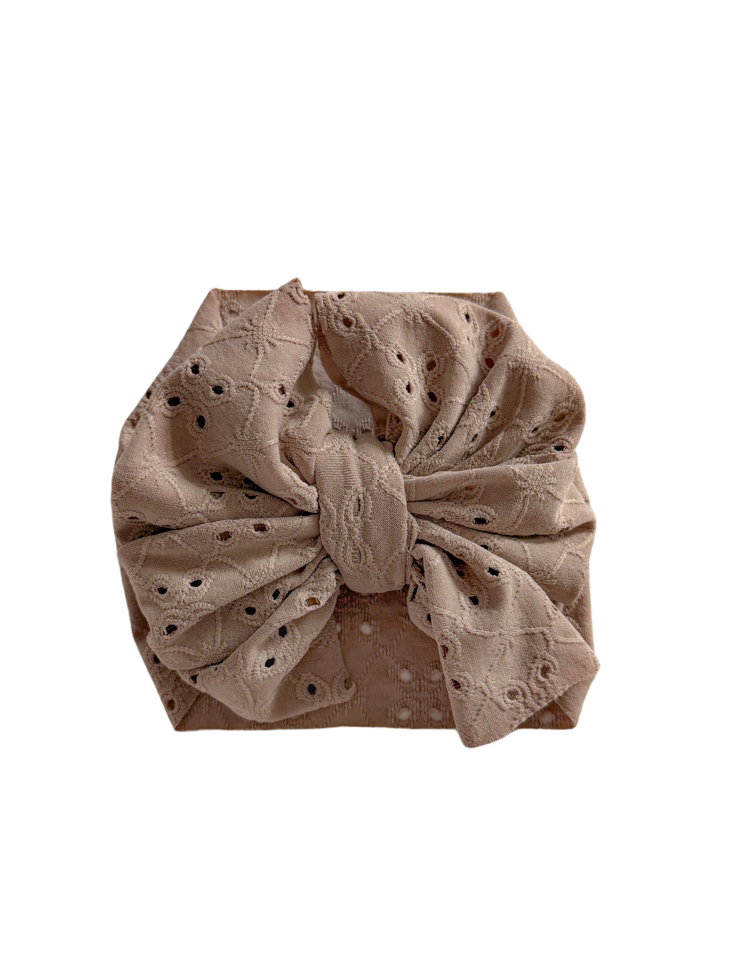 Eyelet Headwrap Bow- Taupe