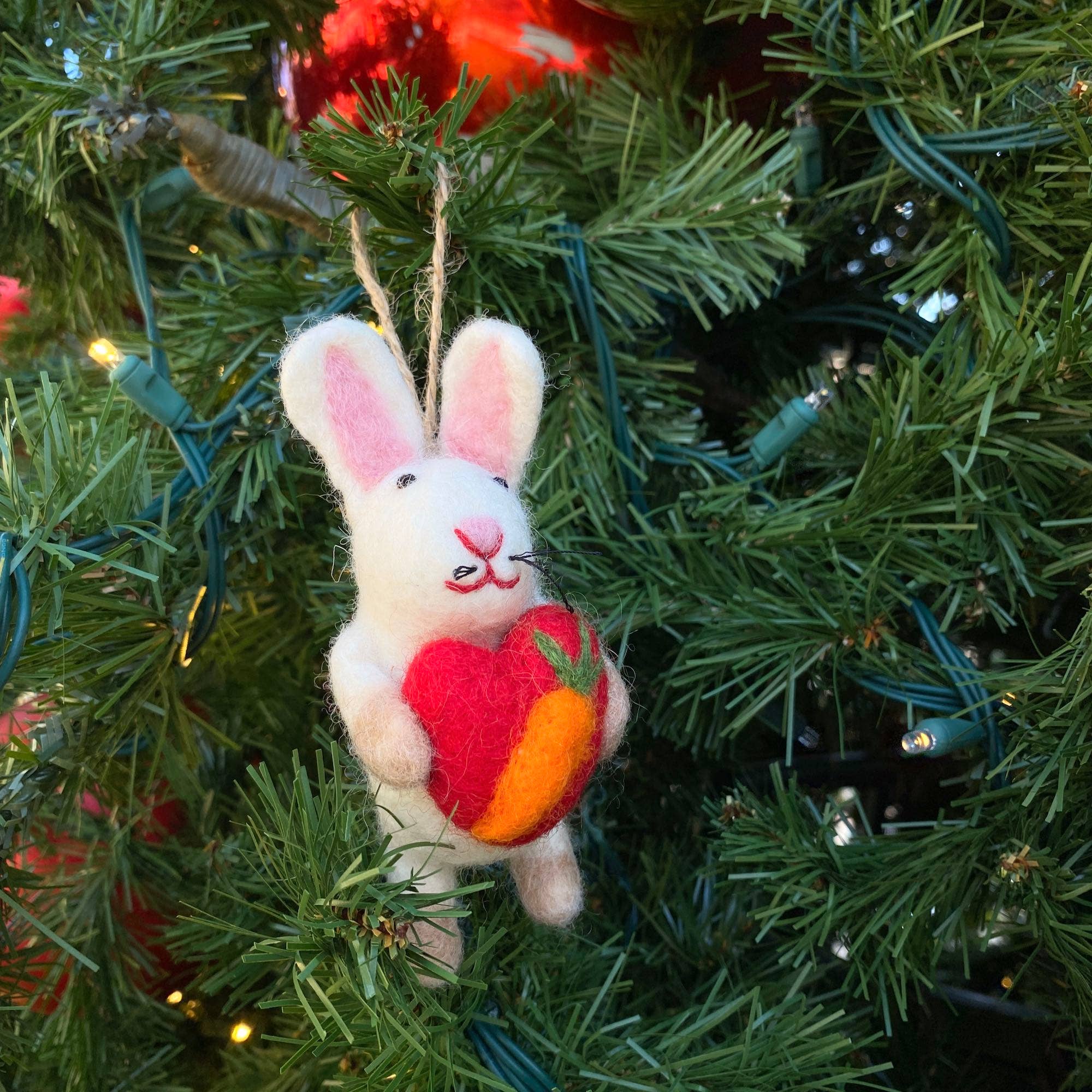 Felt Ornament - Bunny Holding A Heart