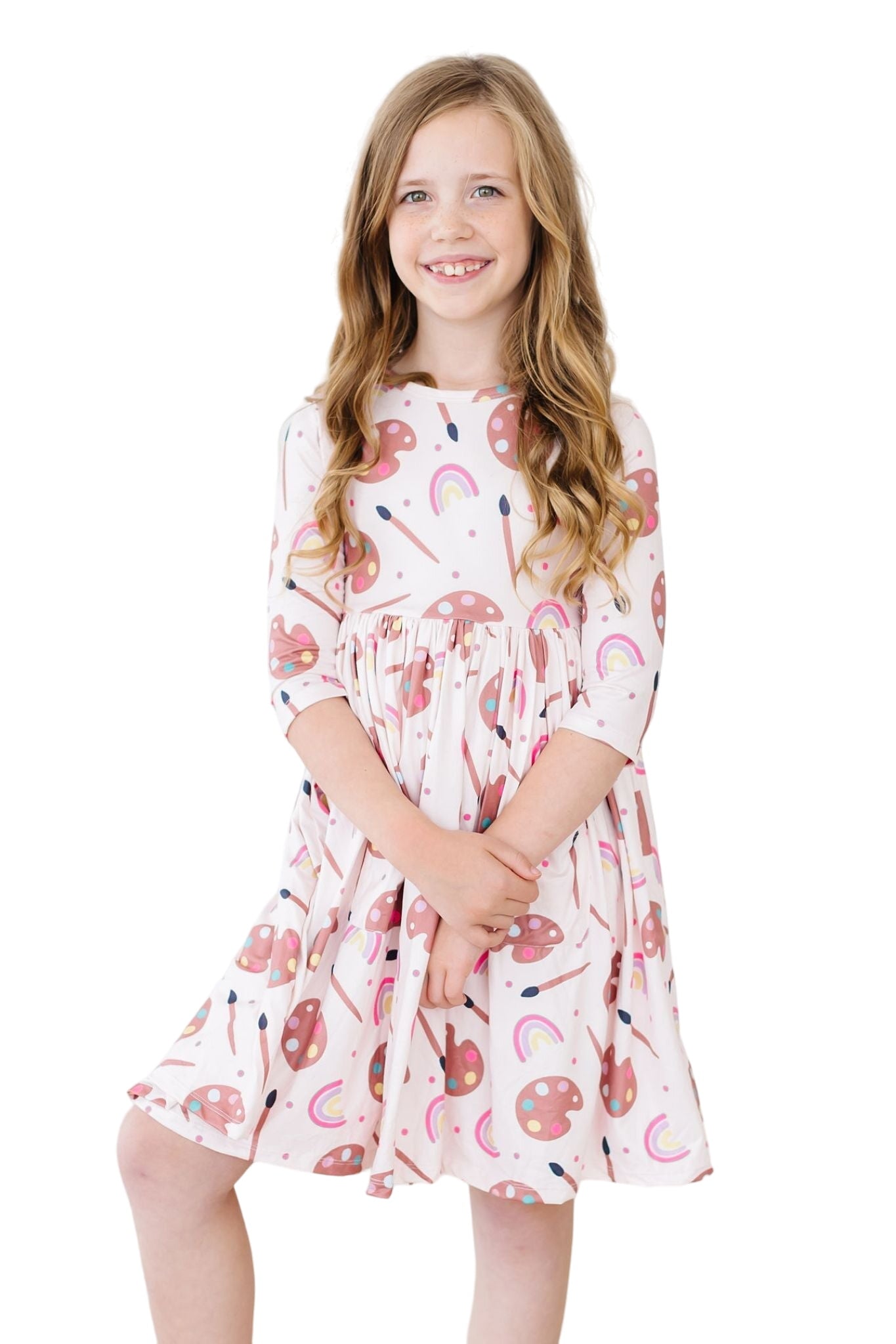 Art Class 3/4 Sleeve Pocket Twirl Dress