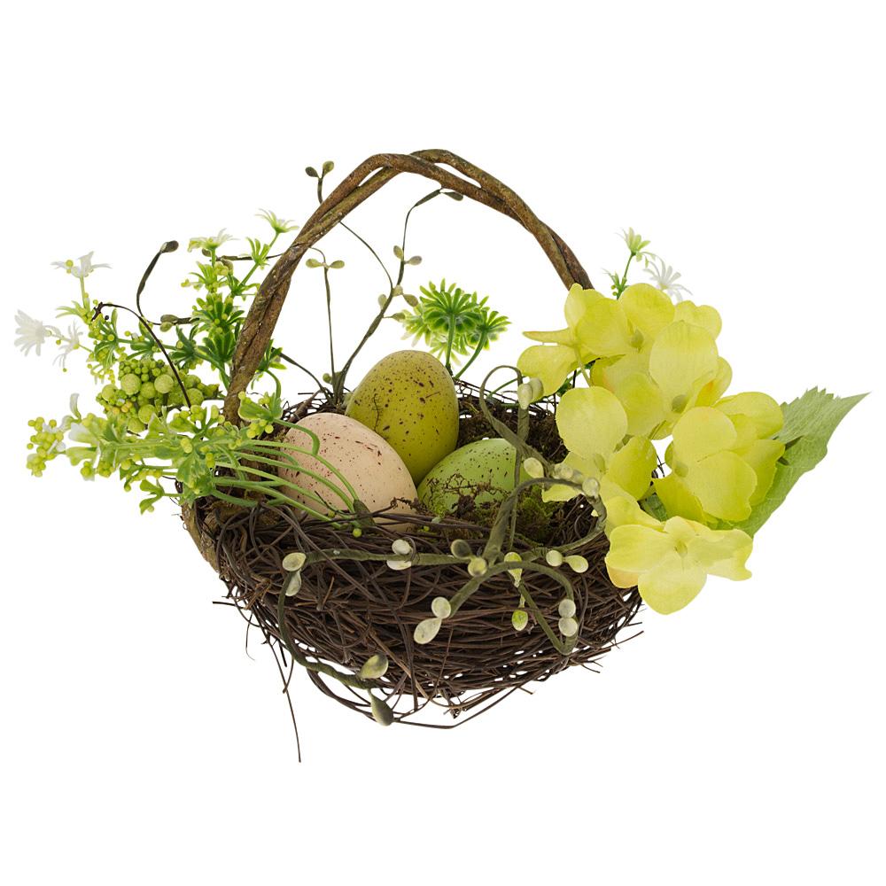 Set Of 3 Easter Baskets With Eggs And Spring Flowers