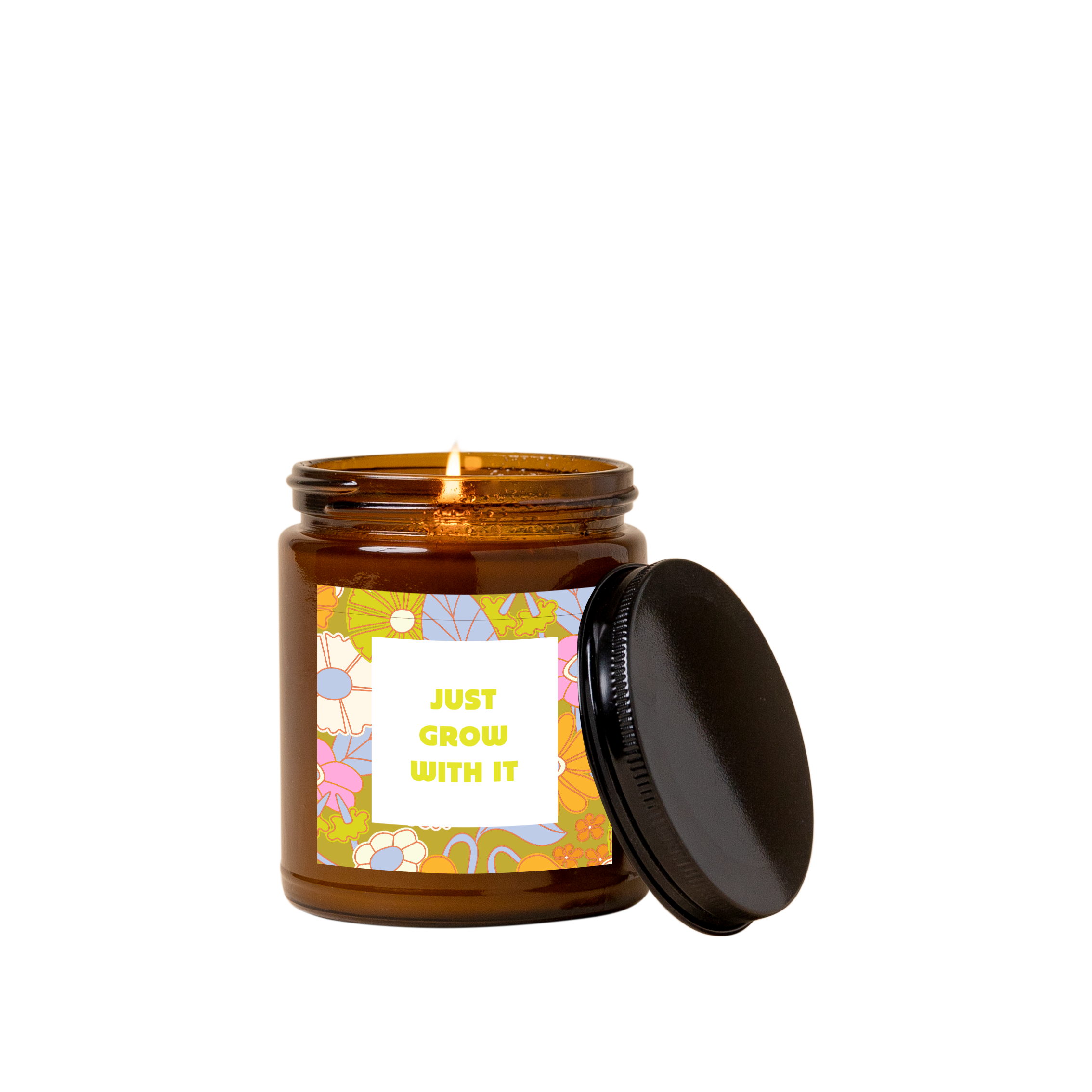 Candle Jar W/lid Amber - Delightful