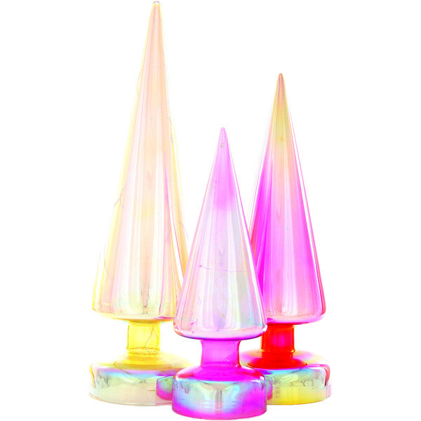 Iridescent Cone Trees, Set Of 3