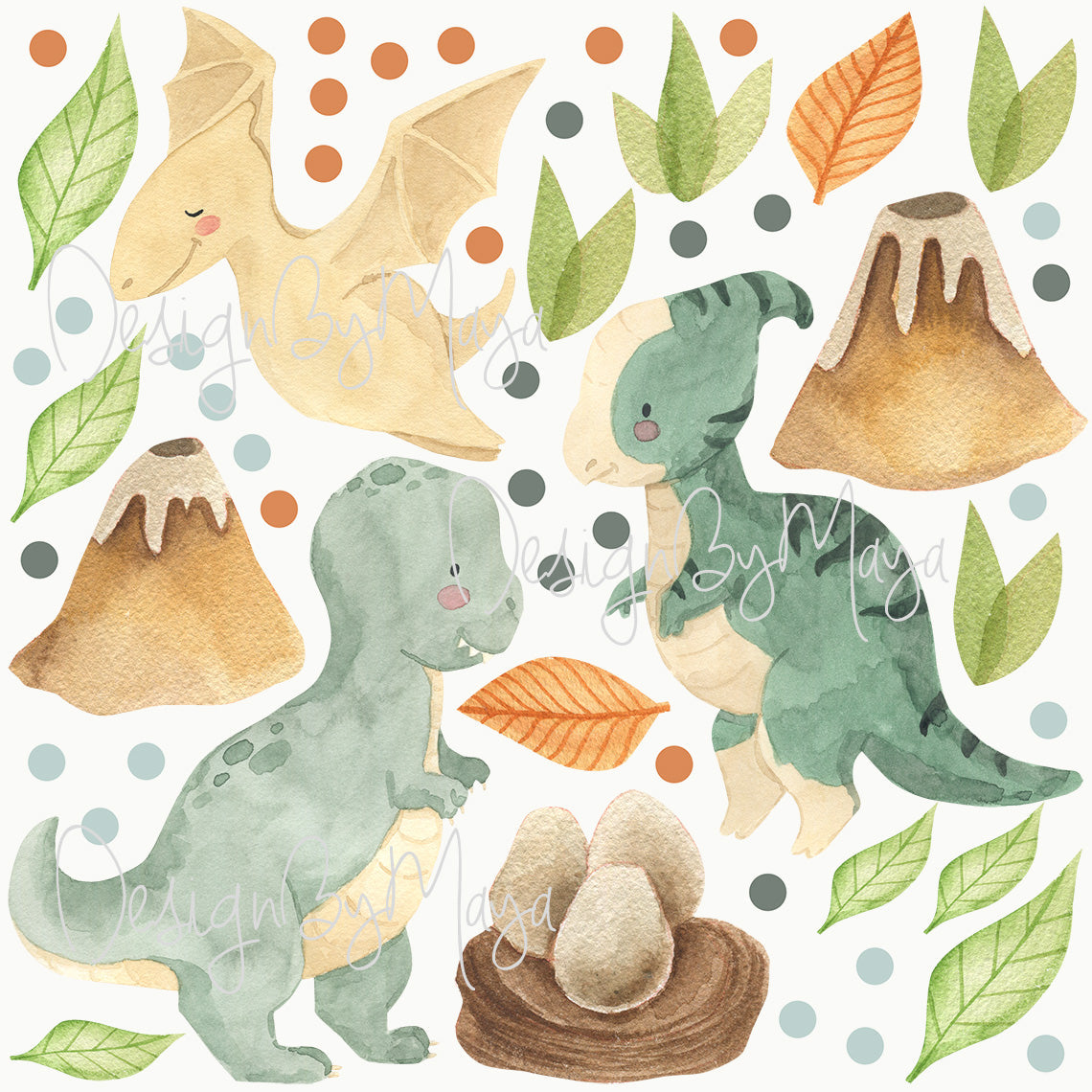Dinosaur Decals - Fabric Nursery Wall Art Decals