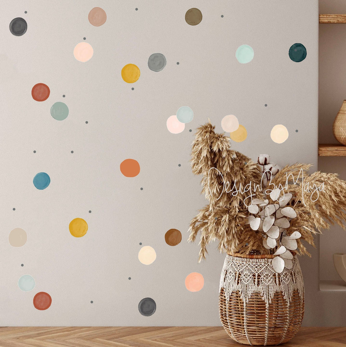Watercolor Rainbow & Dots - Fabric Nursery Wall Art Decals