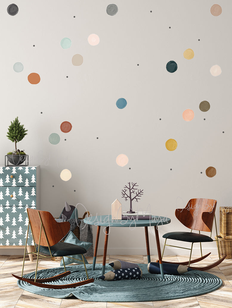 Watercolor Speckles & Dots - Fabric Nursery Wall Art Decals