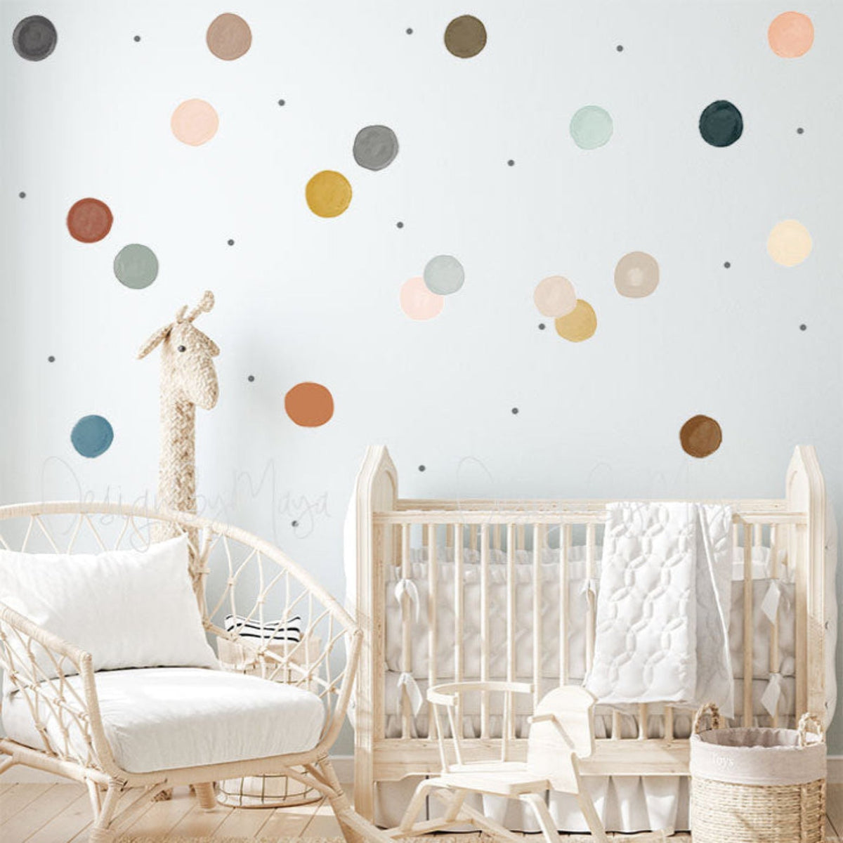 Watercolor Polka Dots - Fabric Nursery Wall Art Decals