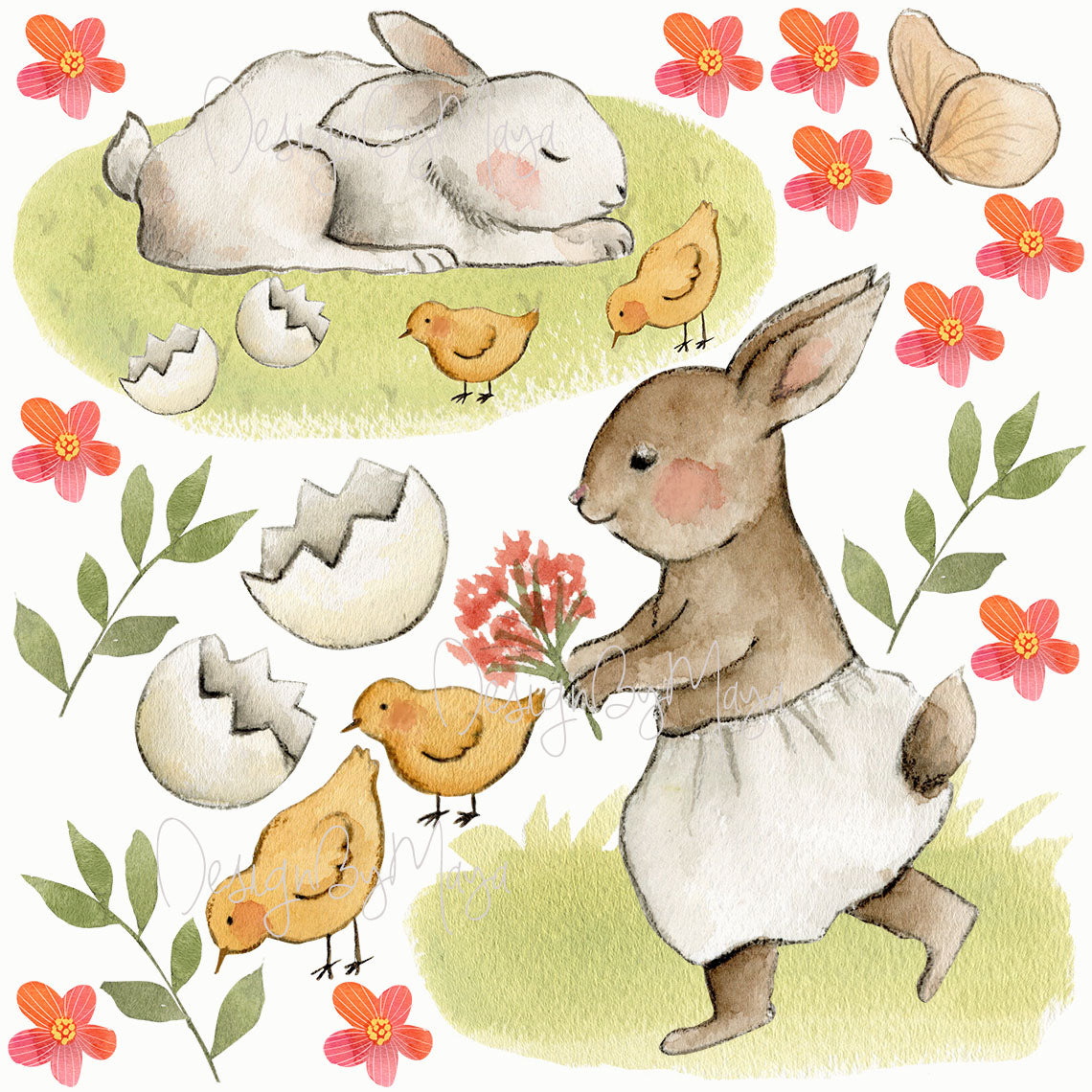 Bunny & Sheep - Fabric Nursery Wall Art Decals