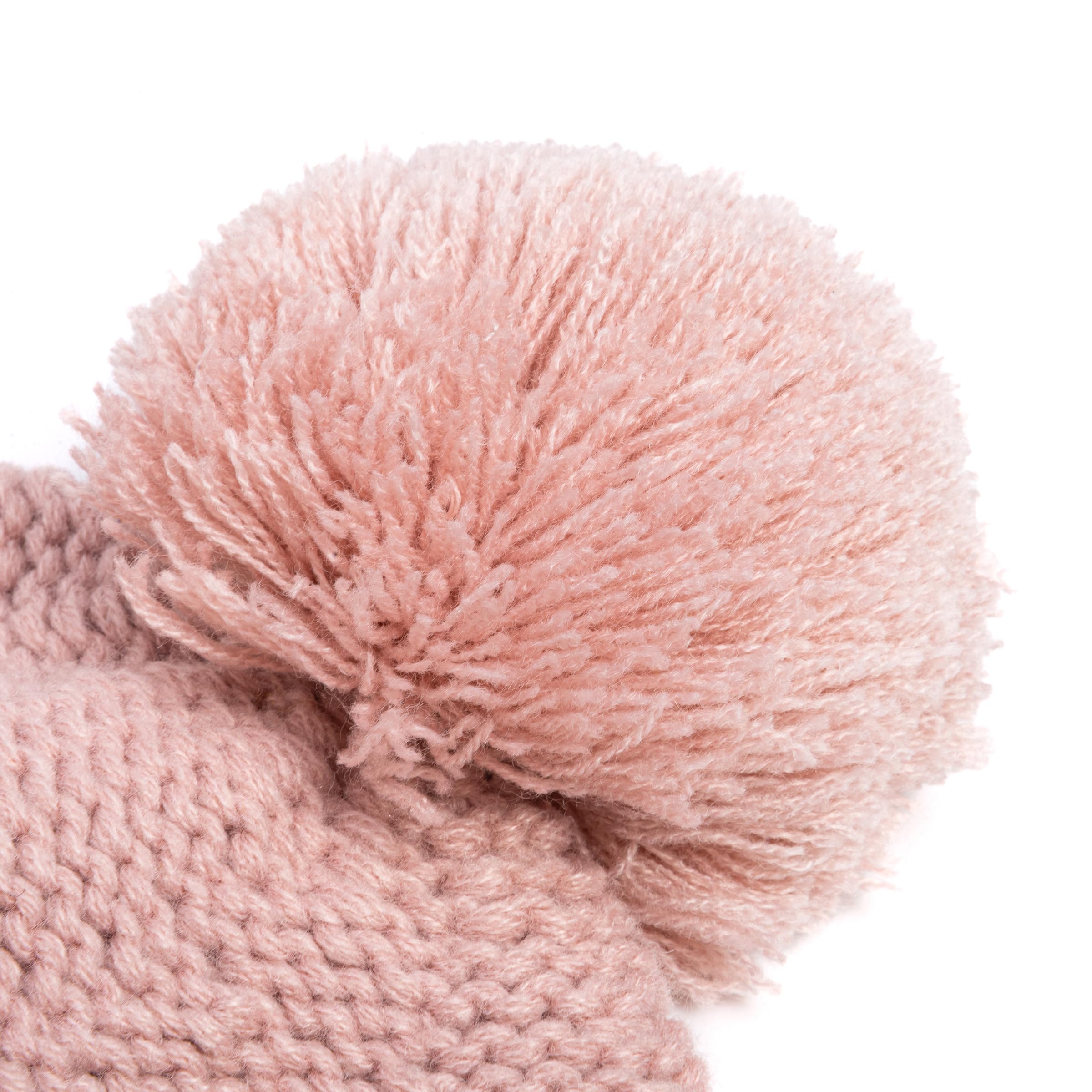 Girls Knit Heart Beanie Mittens 2pc Set With Cute Rabbit Mittens Soft Fleece-lined, Age 4-6