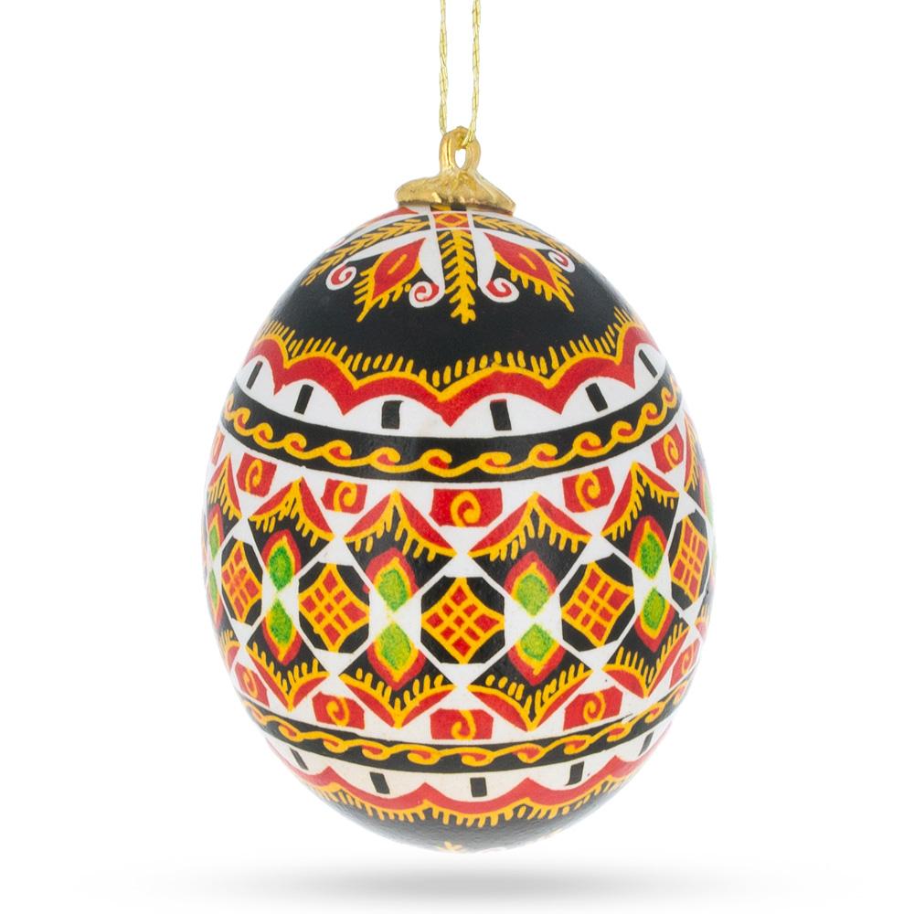 Chicken Size Blown Real Eggshell Ukrainian Easter Egg Pysanka Ornament