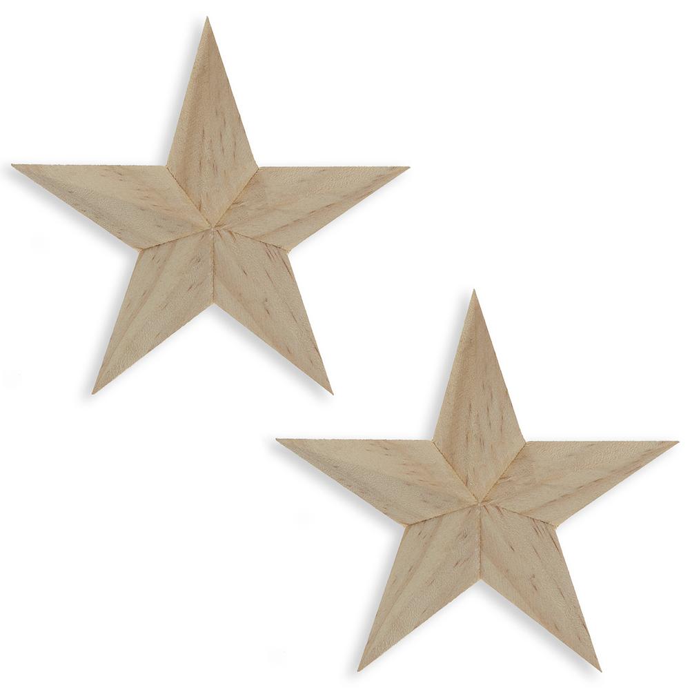 Set Of 2 Unfinished Wooden Stars Diy Craft 4 Inches