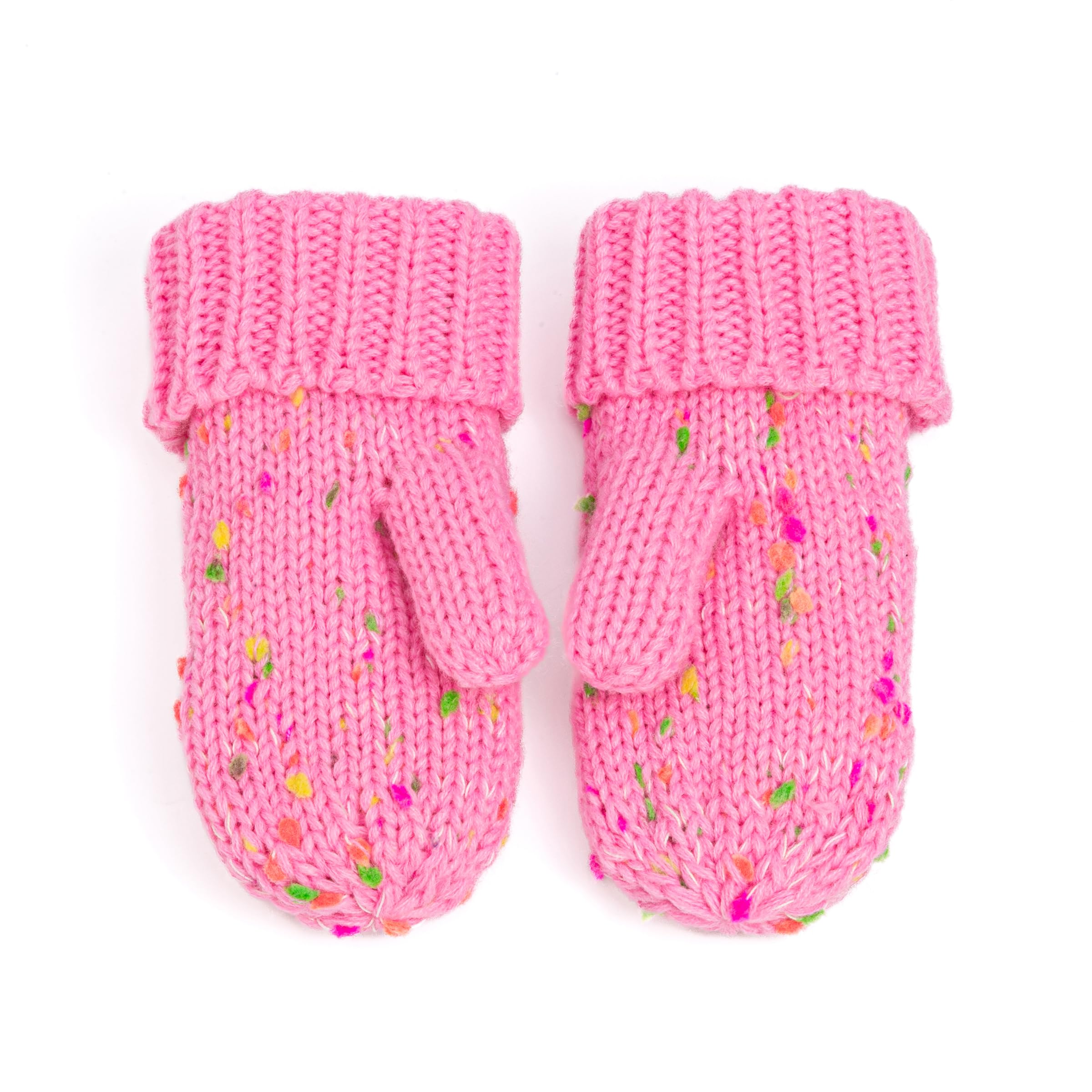 Girls Fun Speckled Knit Mittens For Kids All Ages 1-12 Years, Premium Quality, Fleece-lined Cold Weather Essential