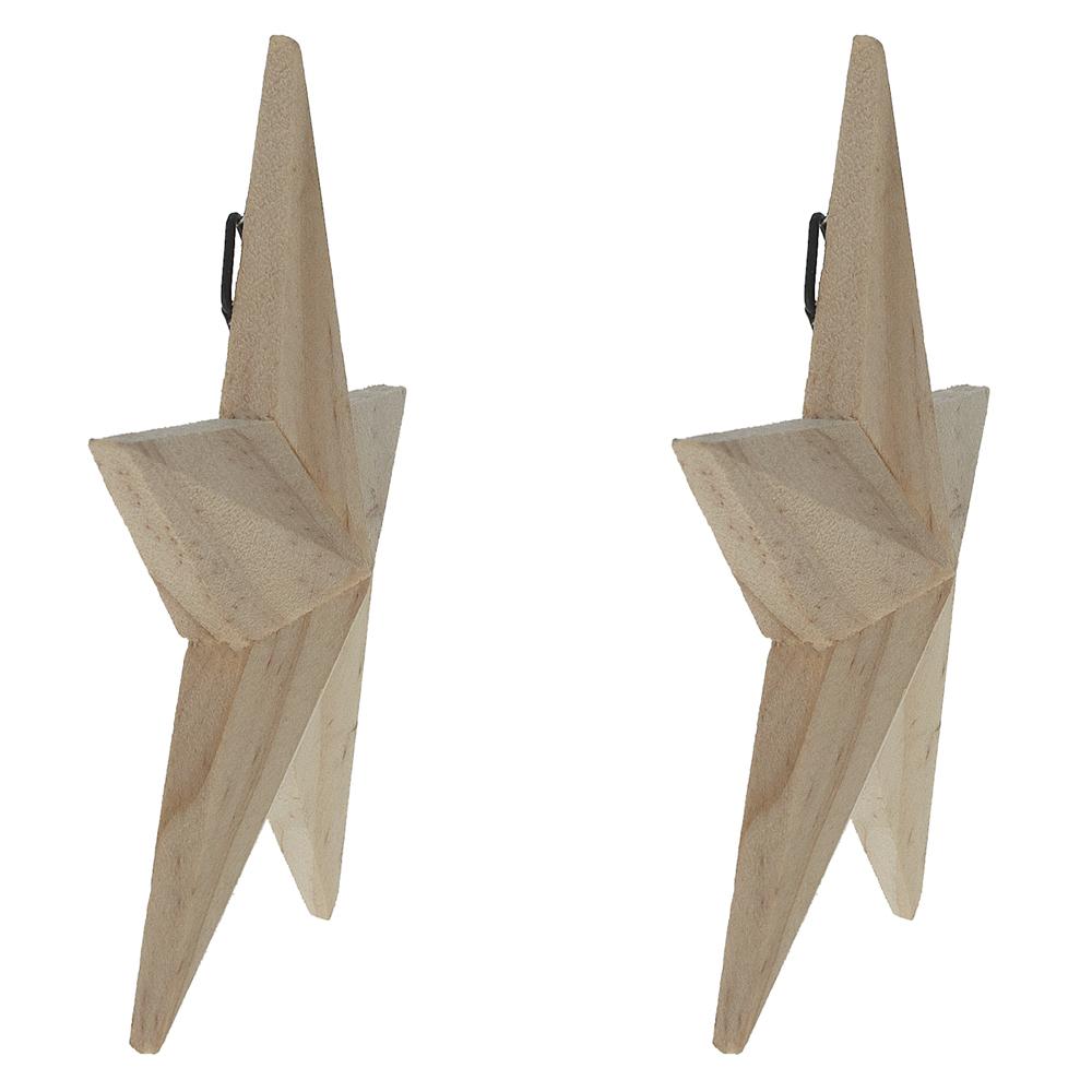 Set Of 2 Unfinished Wooden Stars Diy Craft 4 Inches