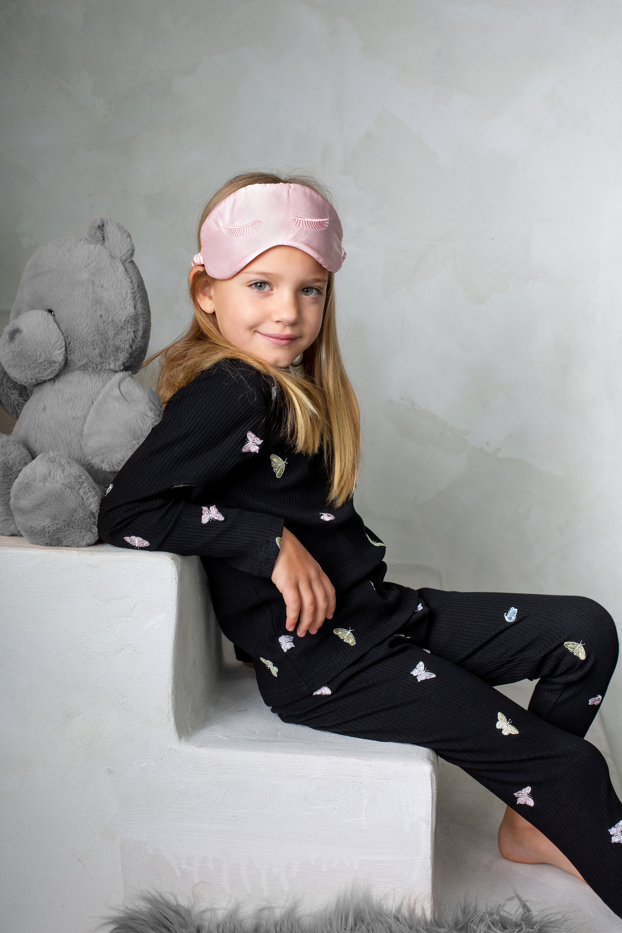 Pastel Butterflies Loungewear Set, Black