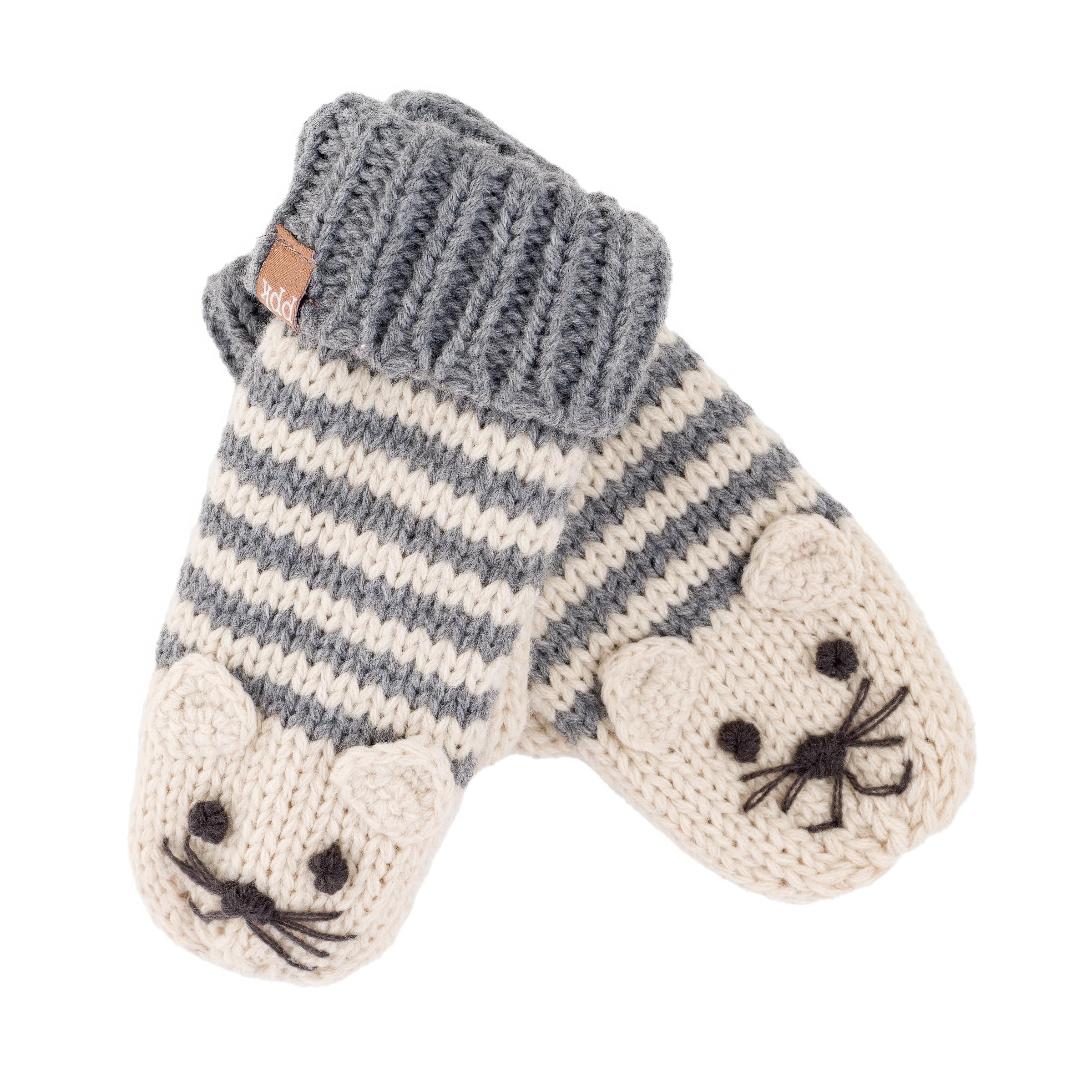 Kids Kitty Cat Stripe Knit Mittens - Soft, Fleece Lined, For Toddlers And Children Of All Ages