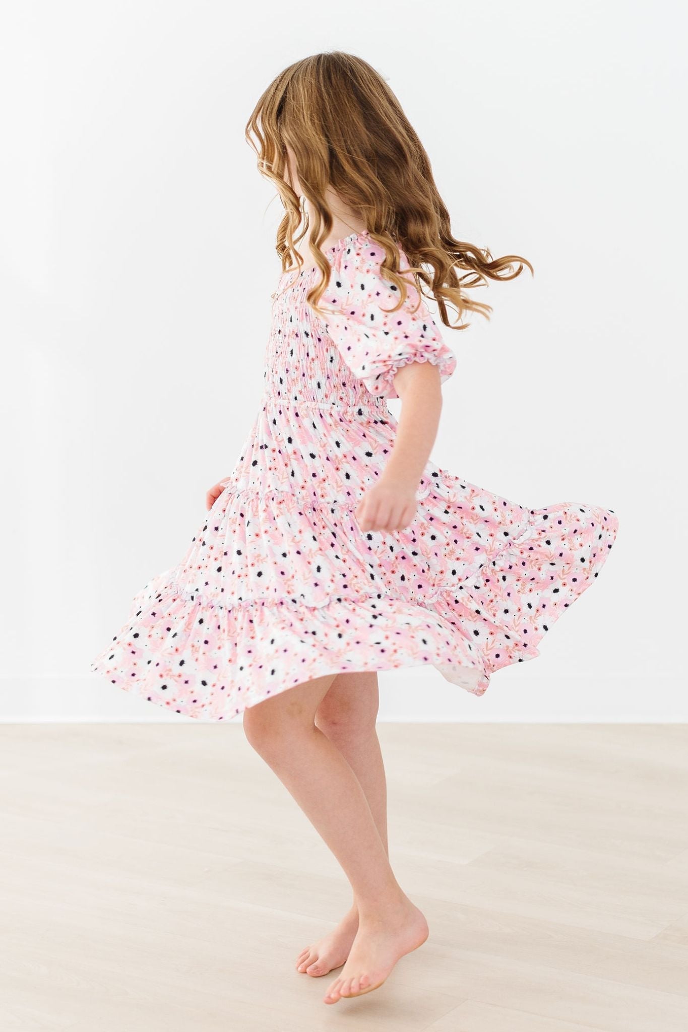 Sale Whimsical Wildflowers Smocked Ruffle Dress