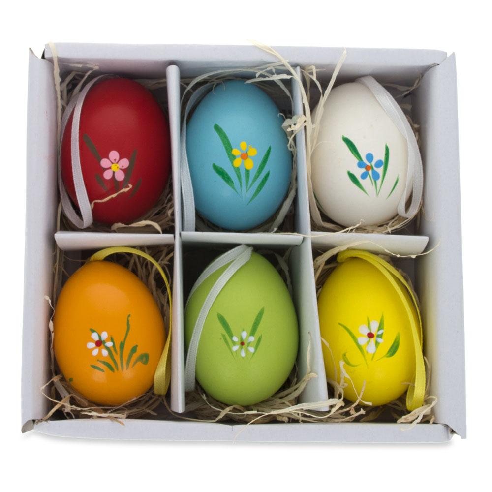 Set Of 6 Real Easter Egg Ornaments With Bunnies Decorations