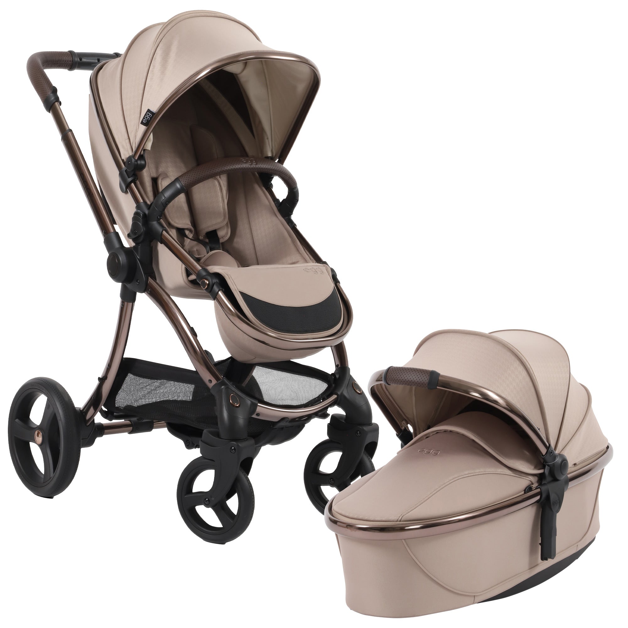 Egg3® Stroller & Carry Cot In Houndstooth Almond Bundle