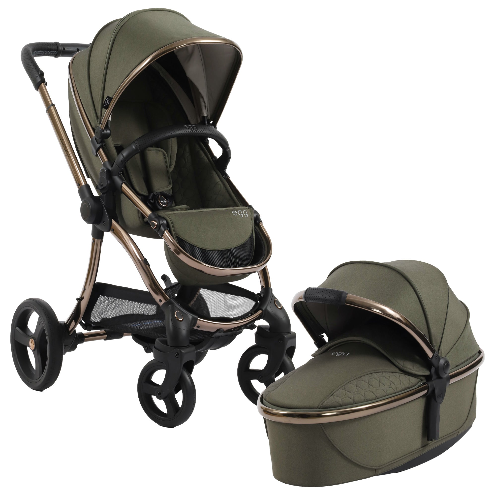 Egg3® Stroller & Carry Cot In Hunter Green Bundle