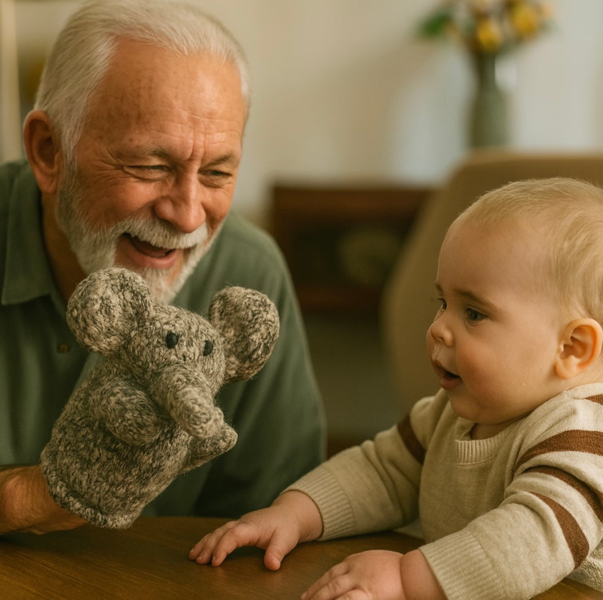 Organic Wool Knit Hand Puppet  | Elliot The Elephant