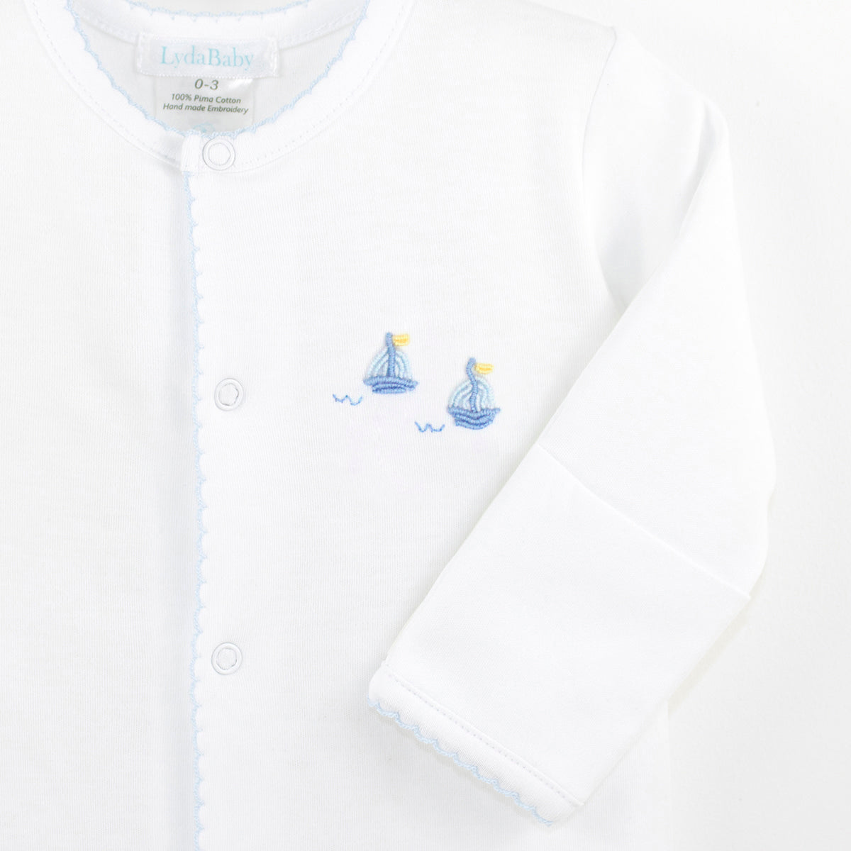 Graceful Sailboats Embroidery Footie | Baby Boy