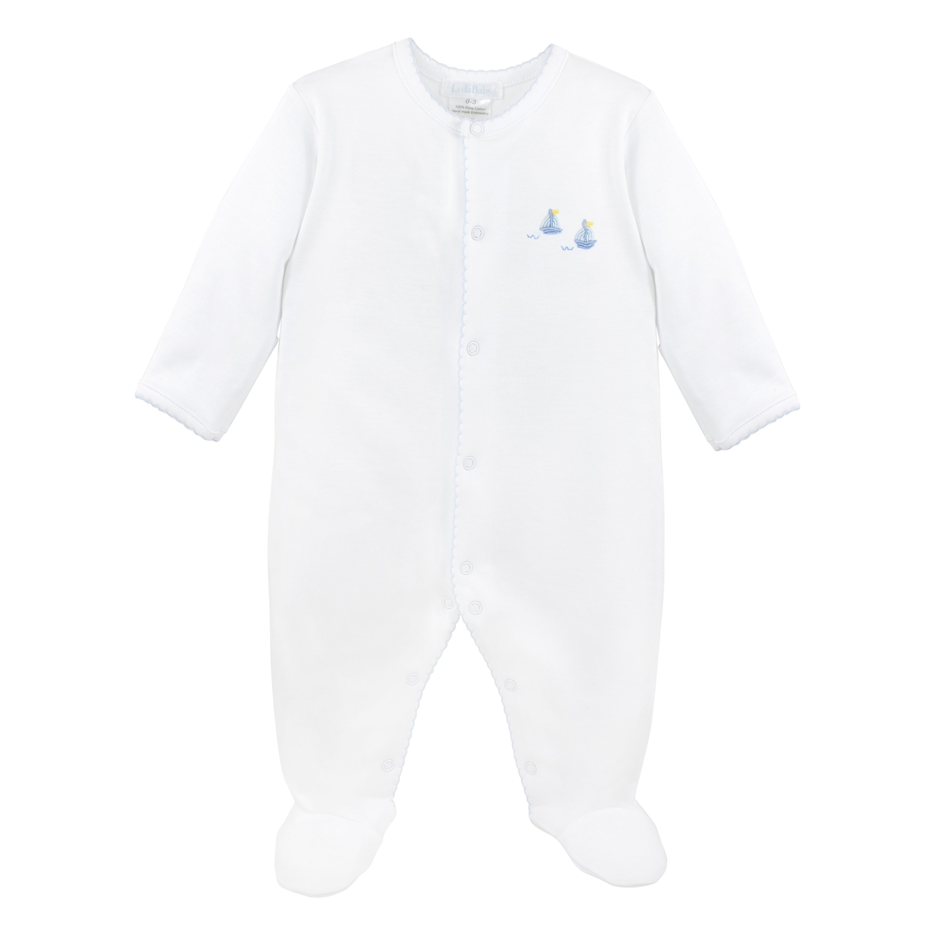 Graceful Sailboats Embroidery Footie | Baby Boy