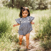 Embroidered Yoke Eith Ruffle Sleeves Romper