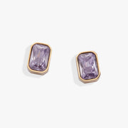 June Emerald-cut Birthstone Stud Earrings