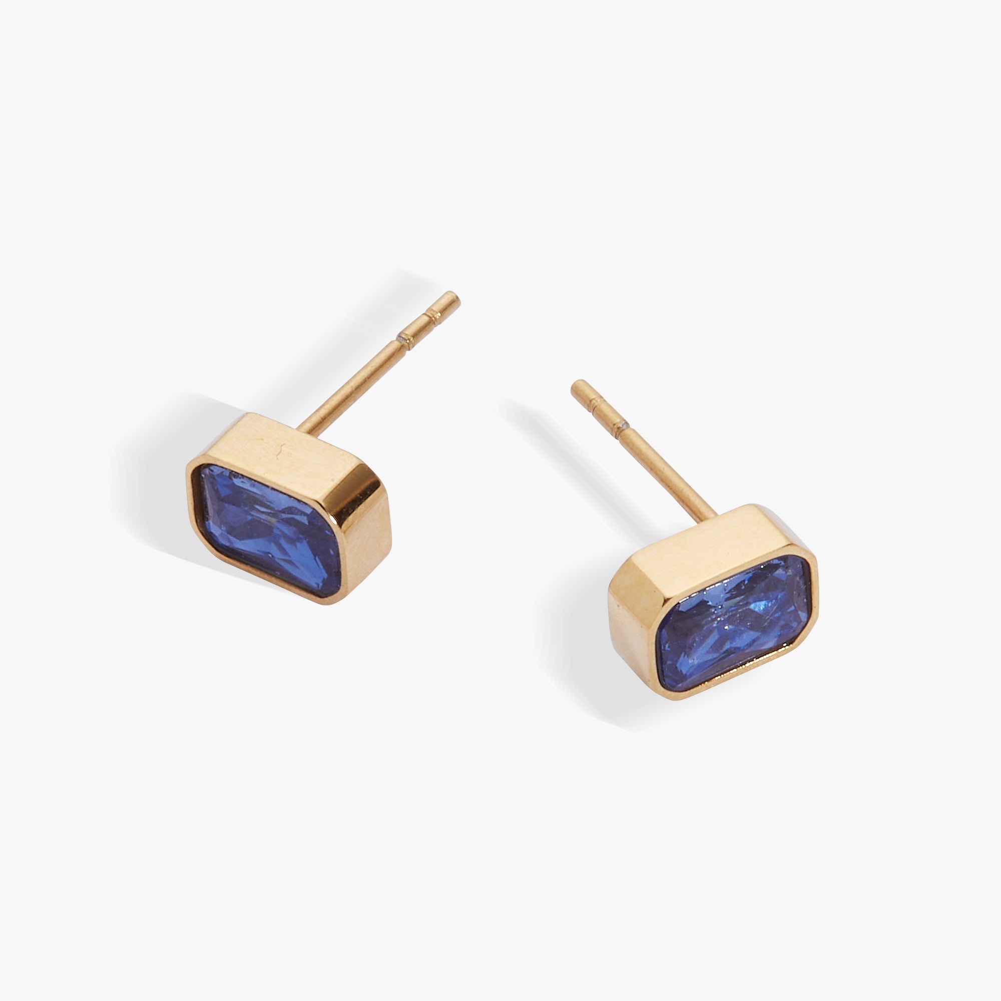 September Emerald-cut Birthstone Stud Earrings