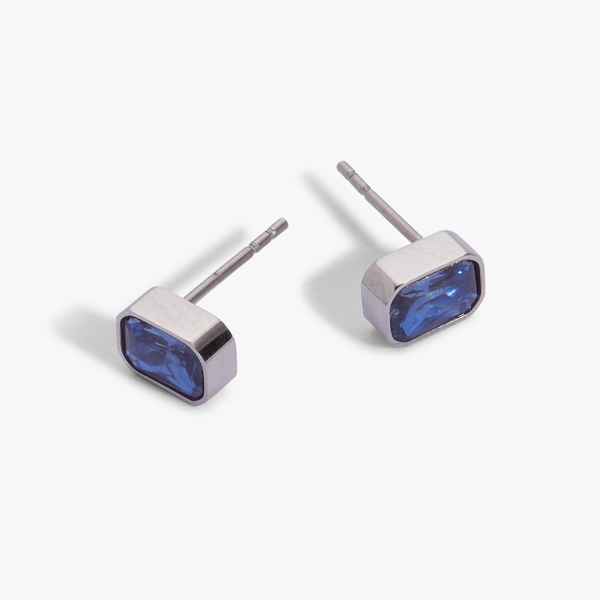 September Emerald-cut Birthstone Stud Earrings