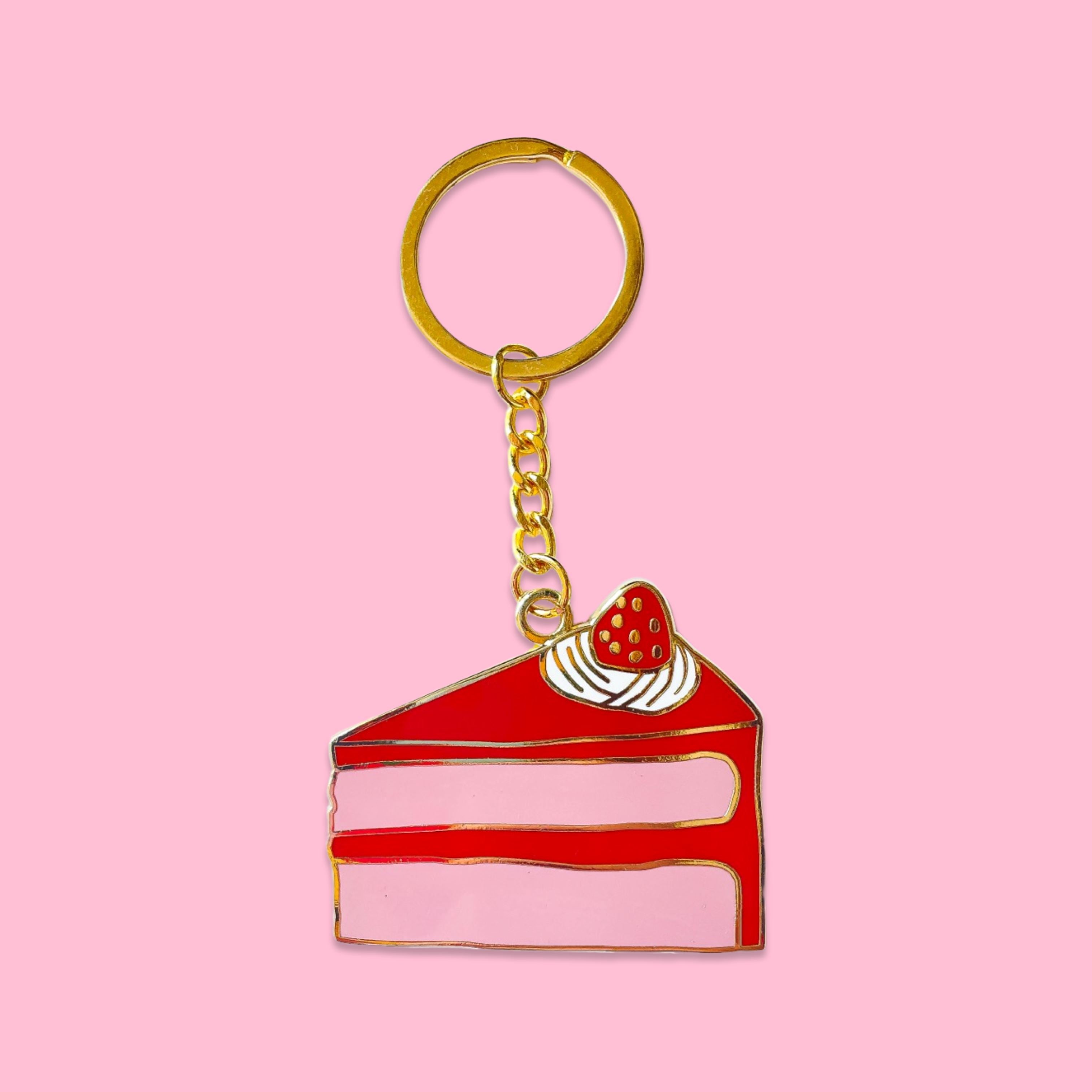 Cake Slice Enamel Keychain