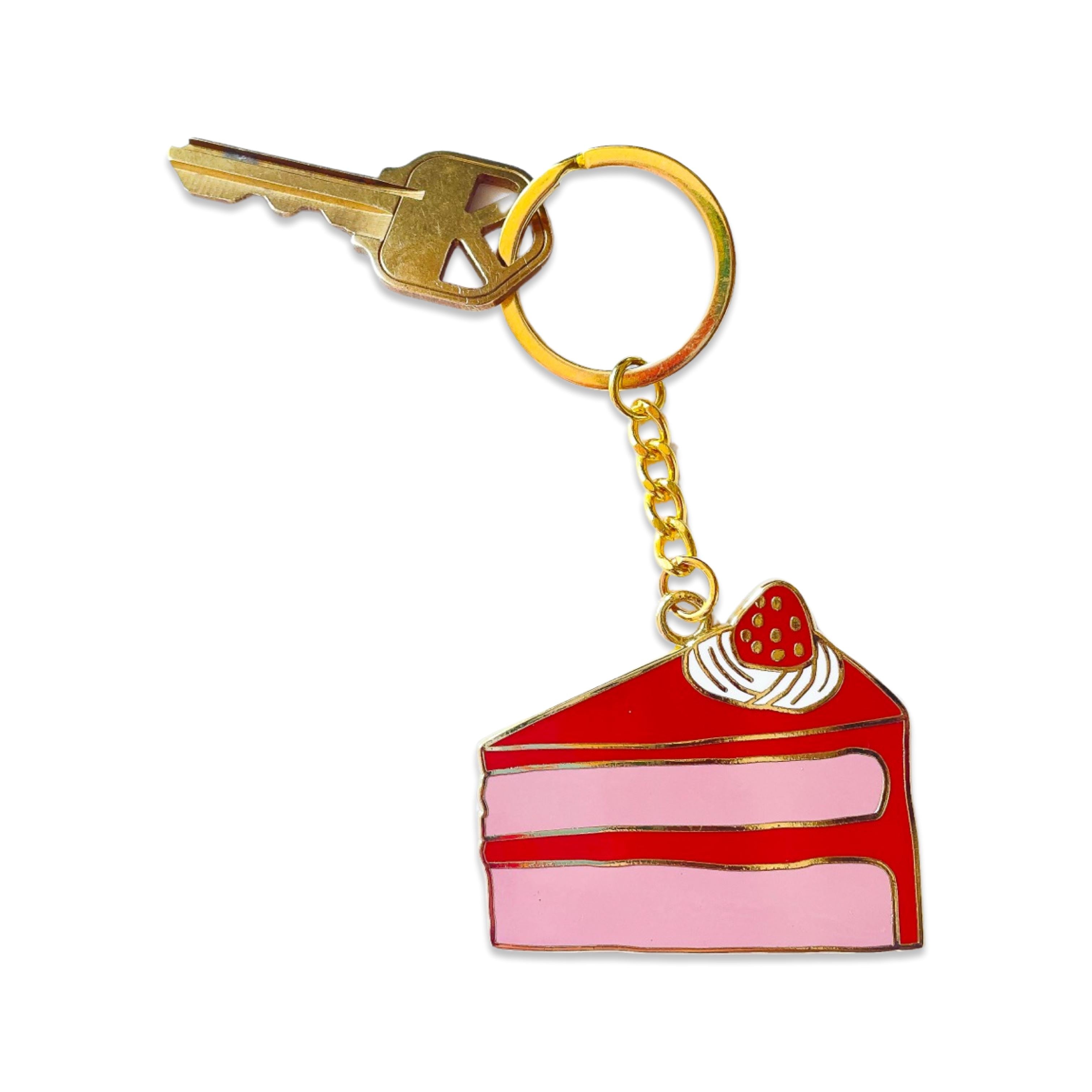 Cake Slice Enamel Keychain