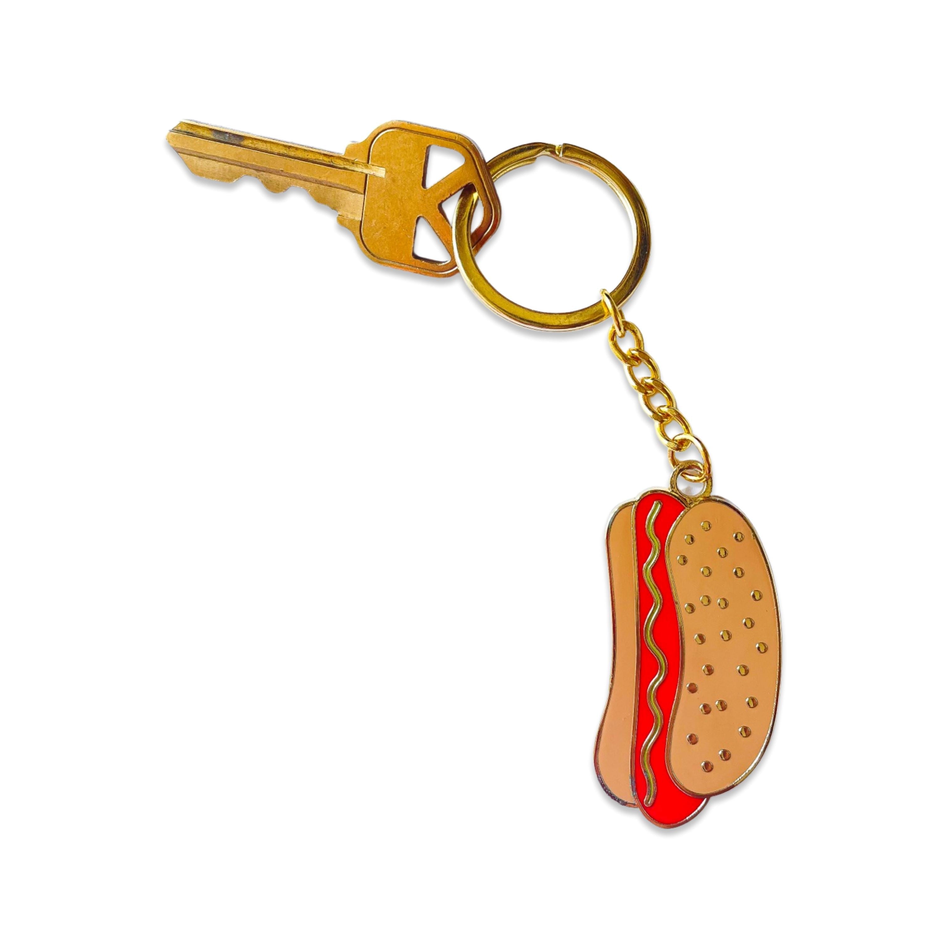 Enamel Hot Dog Keychain
