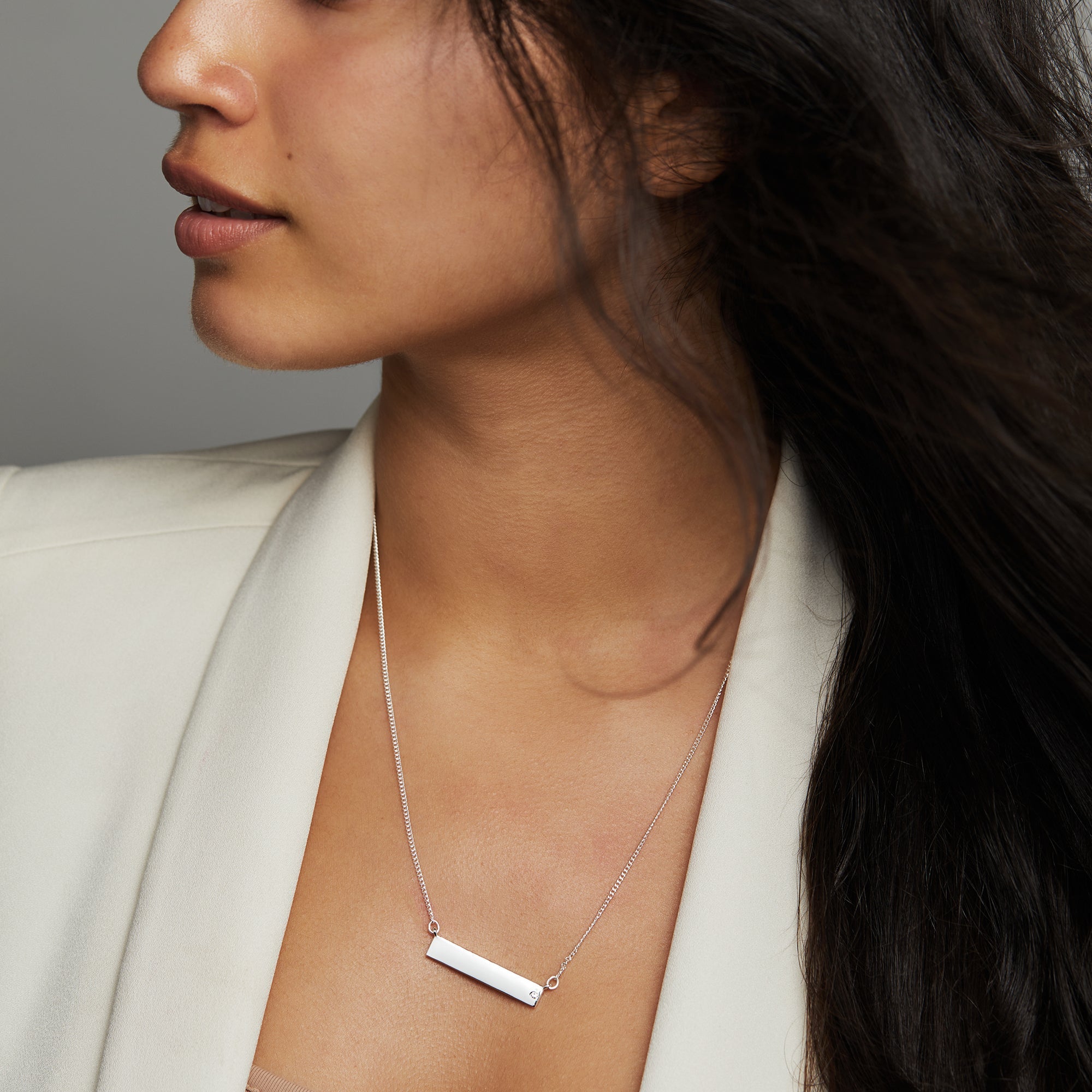 Bar Necklace With Crystal Accent