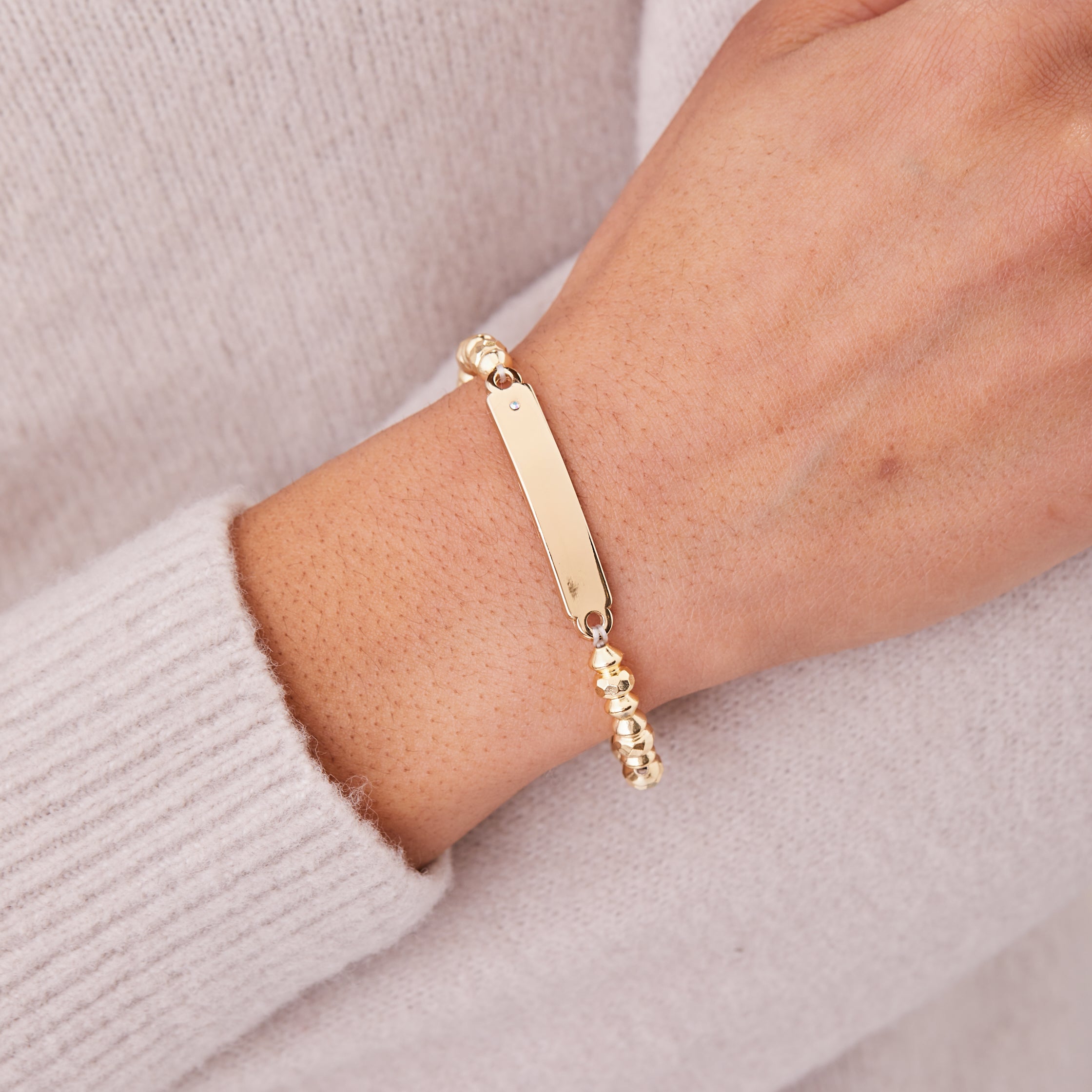 Inline Bar Stretch Bracelet With Crystal Accent