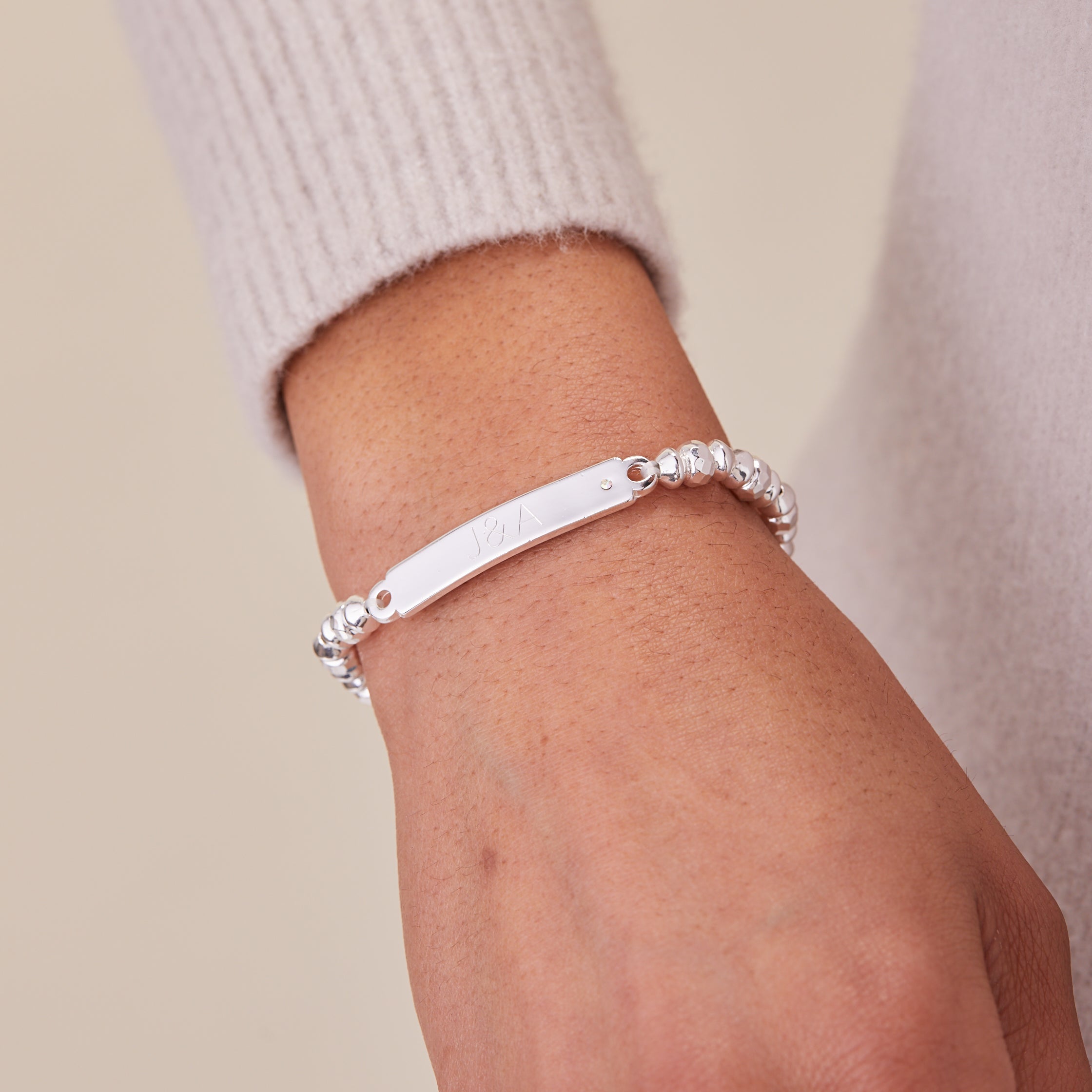 Inline Bar Stretch Bracelet With Crystal Accent