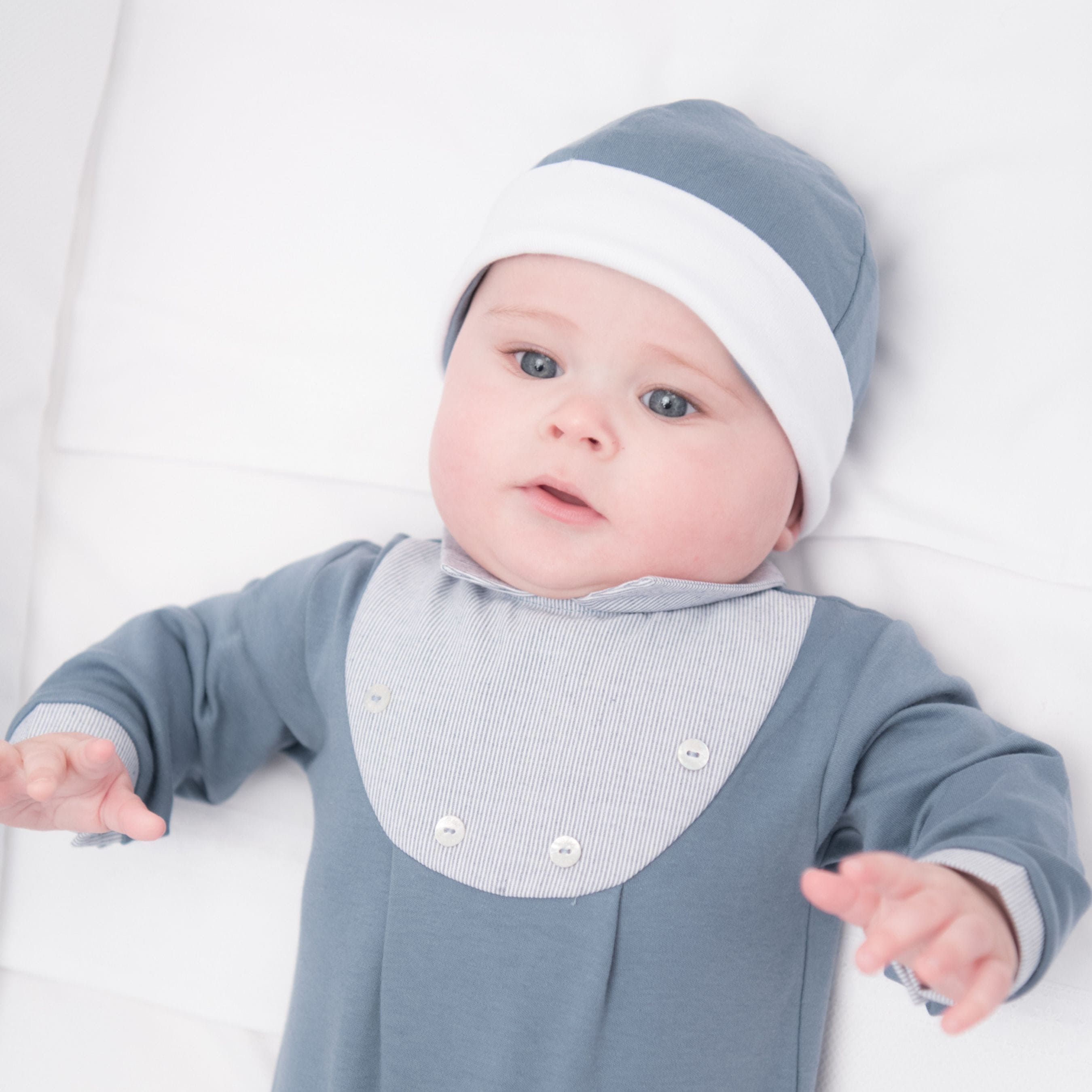 Eny | Baby Boys Blue Organic Cotton Babygrow