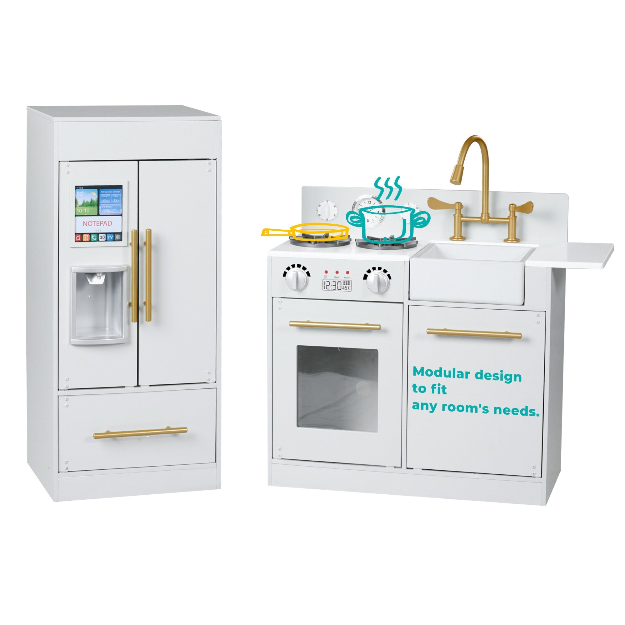 Little Chef Charlotte Modern Play Kitchen, White/gold