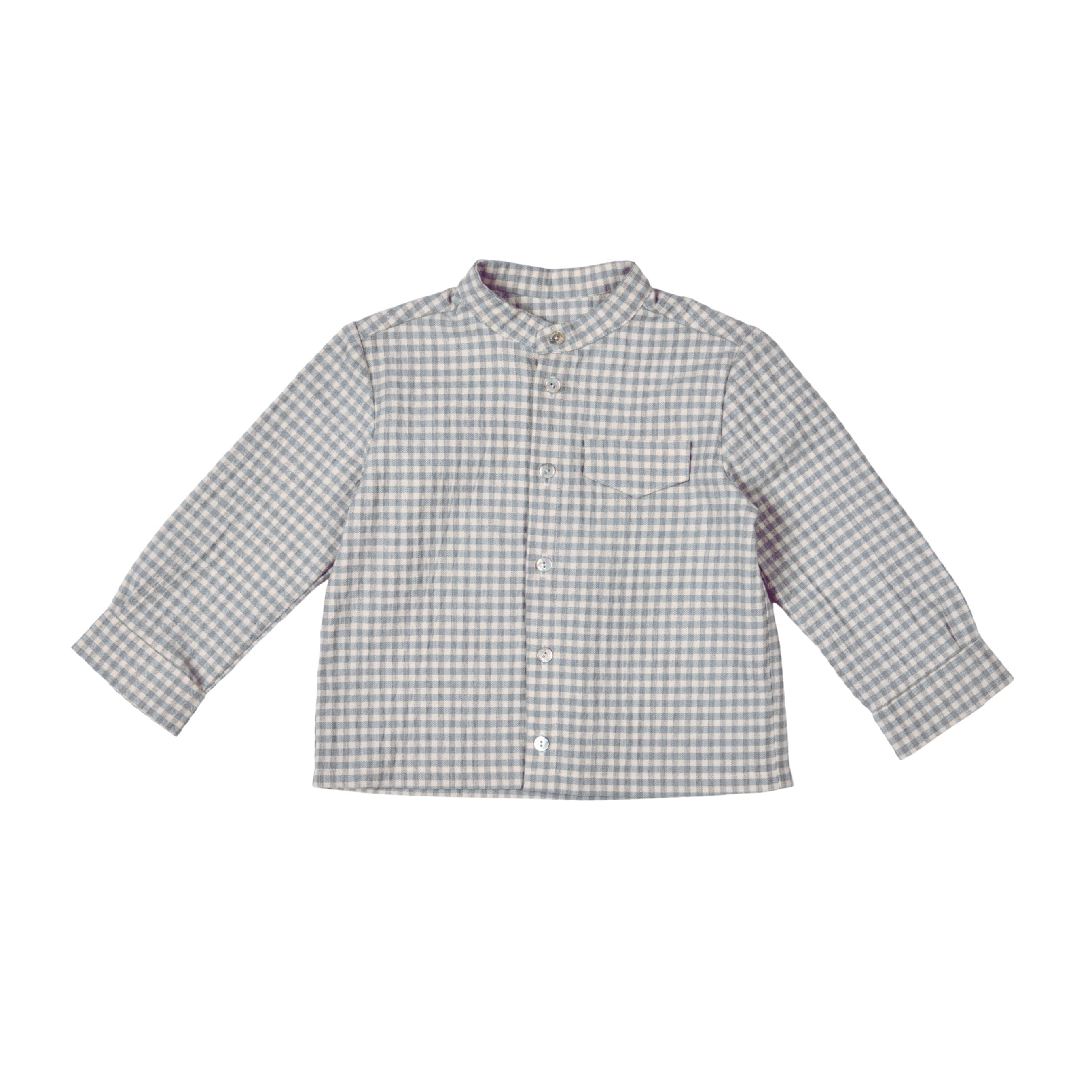 Eton | Boys Blue & Grey Cotton Seersucker Shirt