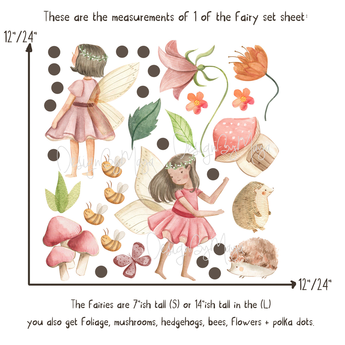 Magical Flower Fairies - Fabric Nursery Wall Art Decals
